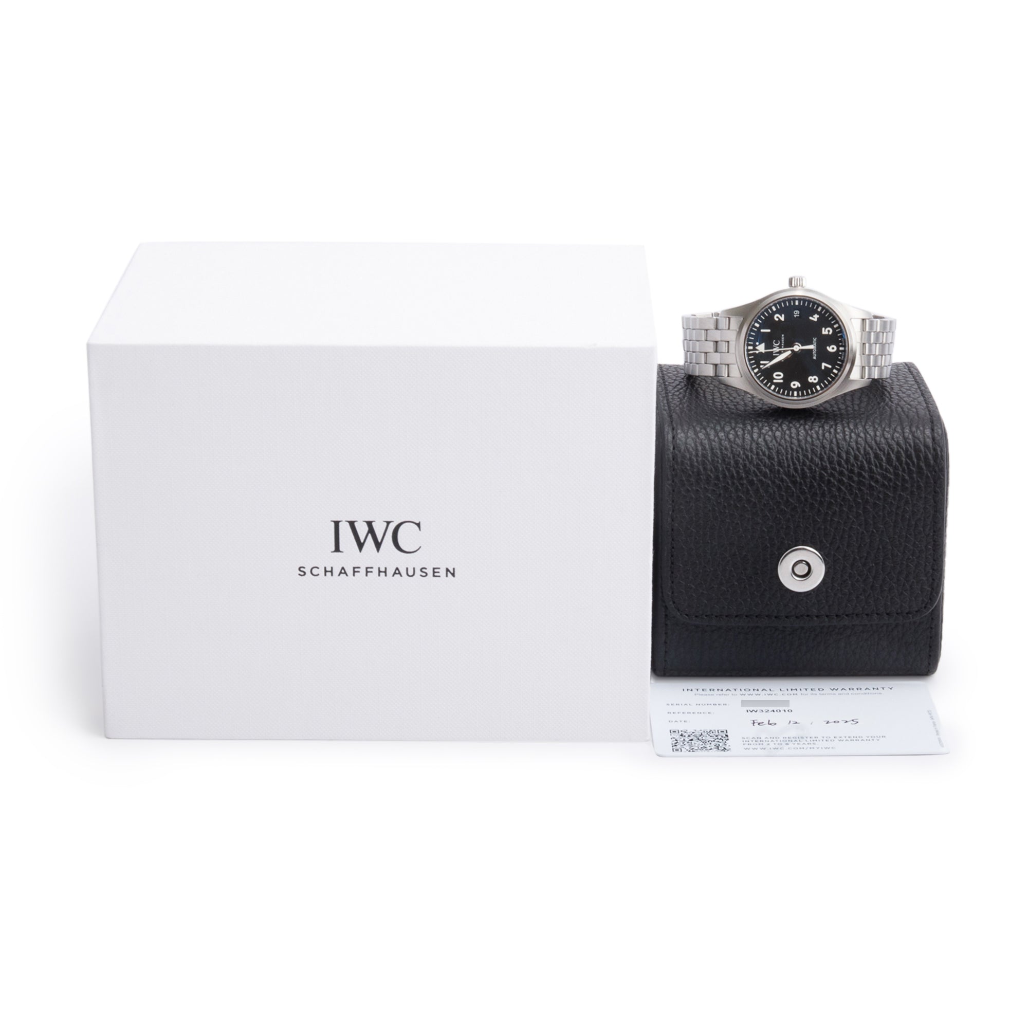 IWC 2025 Stainless Steel Pilot's 36 MM Automatic Watch Black Dial IW324010 w/ Box & Papers