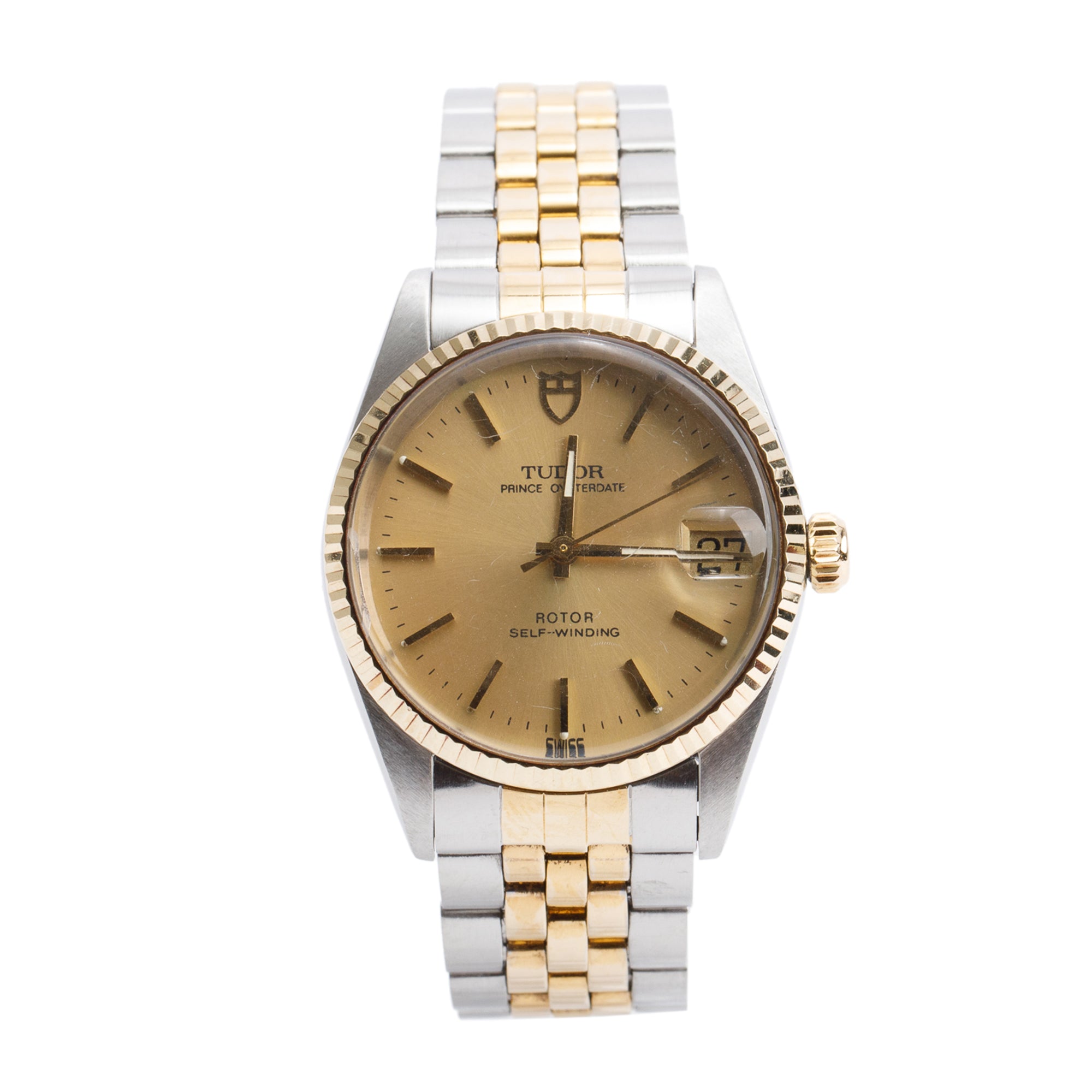 Tudor Vintage Stainless Steel & 14k Yellow Gold Prince OysterDate 32 MM Automatic Watch 72033 w/ Box & Papers