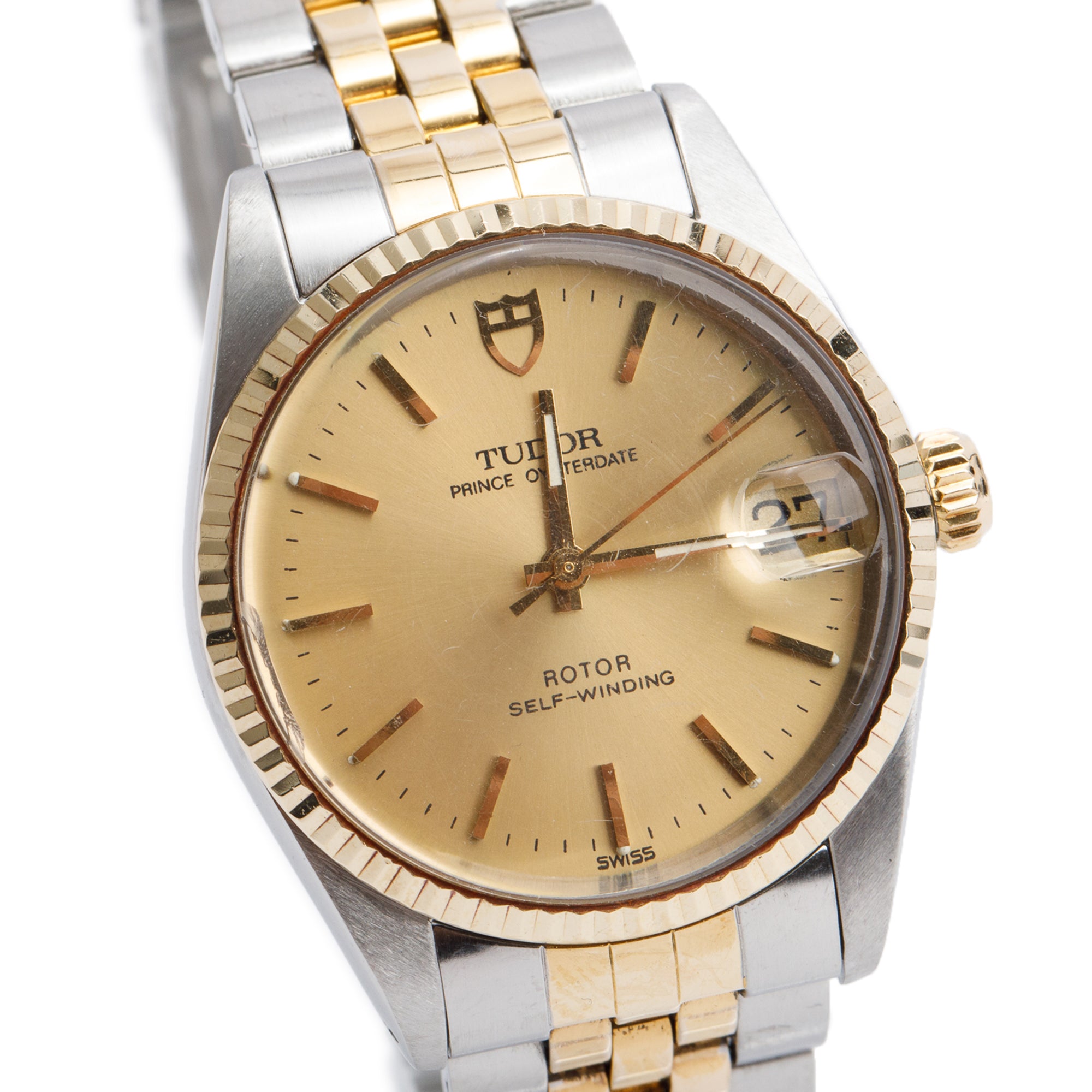 Tudor Vintage Stainless Steel & 14k Yellow Gold Prince OysterDate 32 MM Automatic Watch 72033 w/ Box & Papers