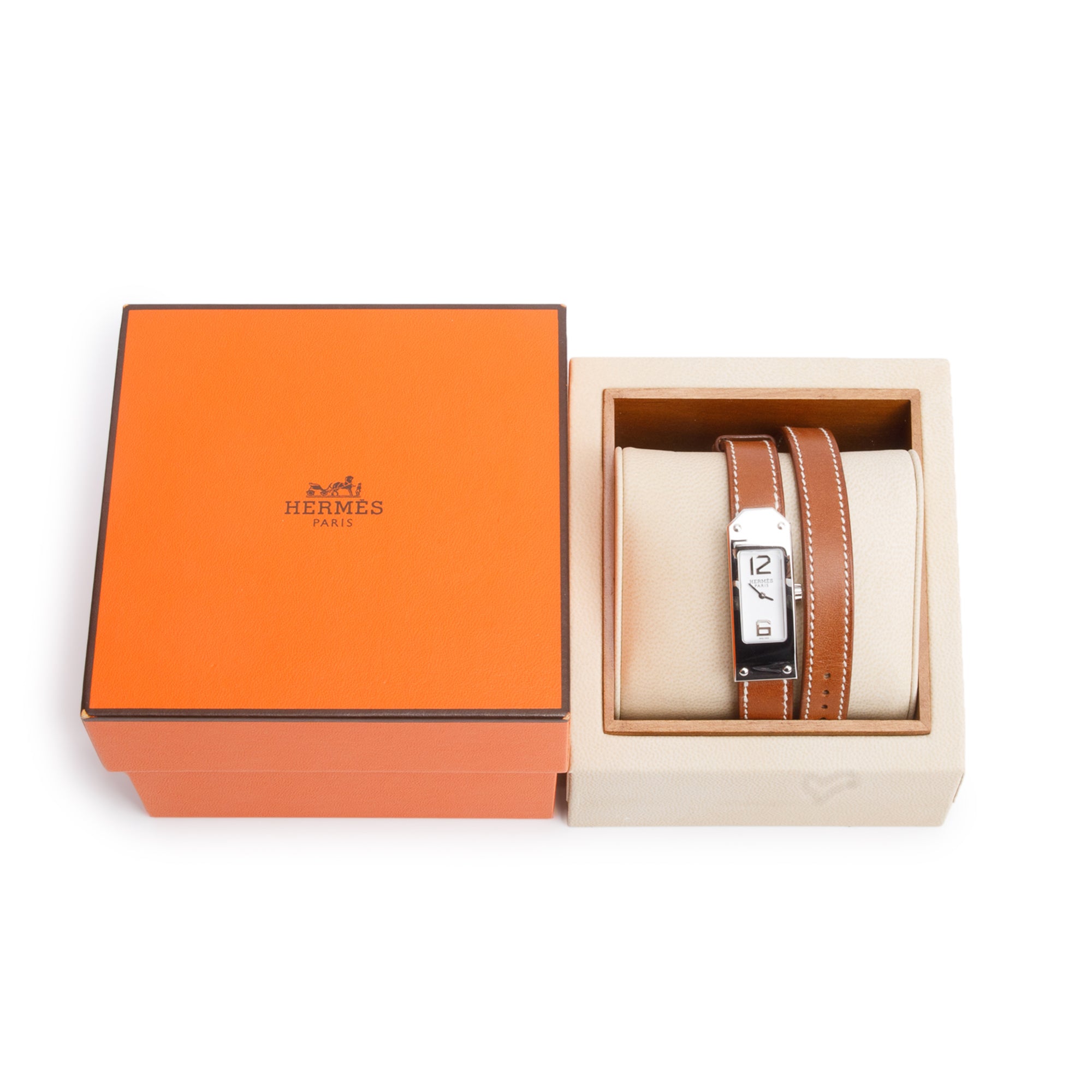 Hermes Stainless Steel Kelly 2 Double Tour Watch w/ Box