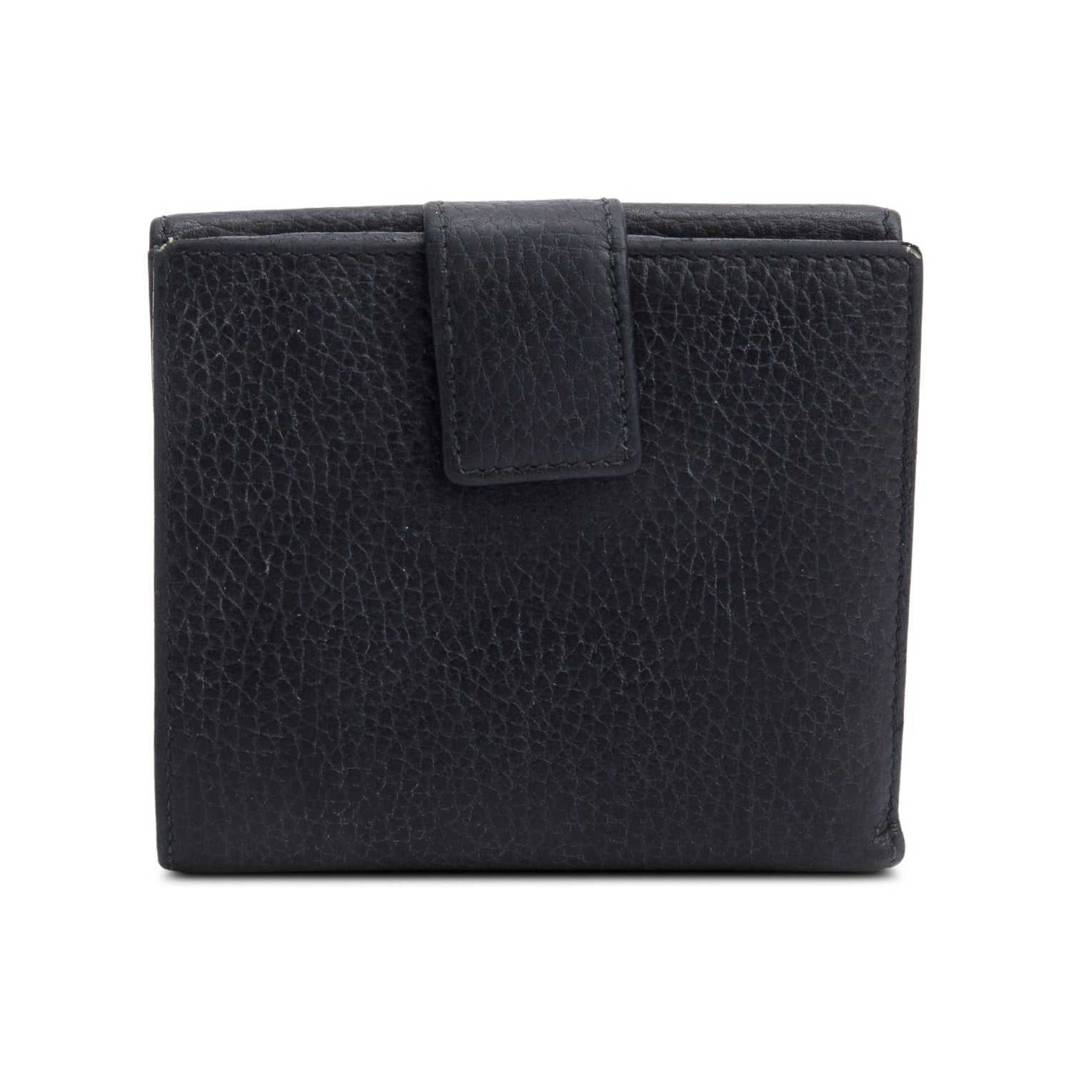 Gucci Black Calfskin Leather Double G French Flap Wallet w/ Box