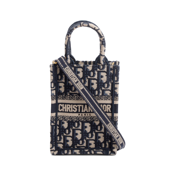 Christian Dior 2022 Blue Oblique Embroidery Mini Vertical Book