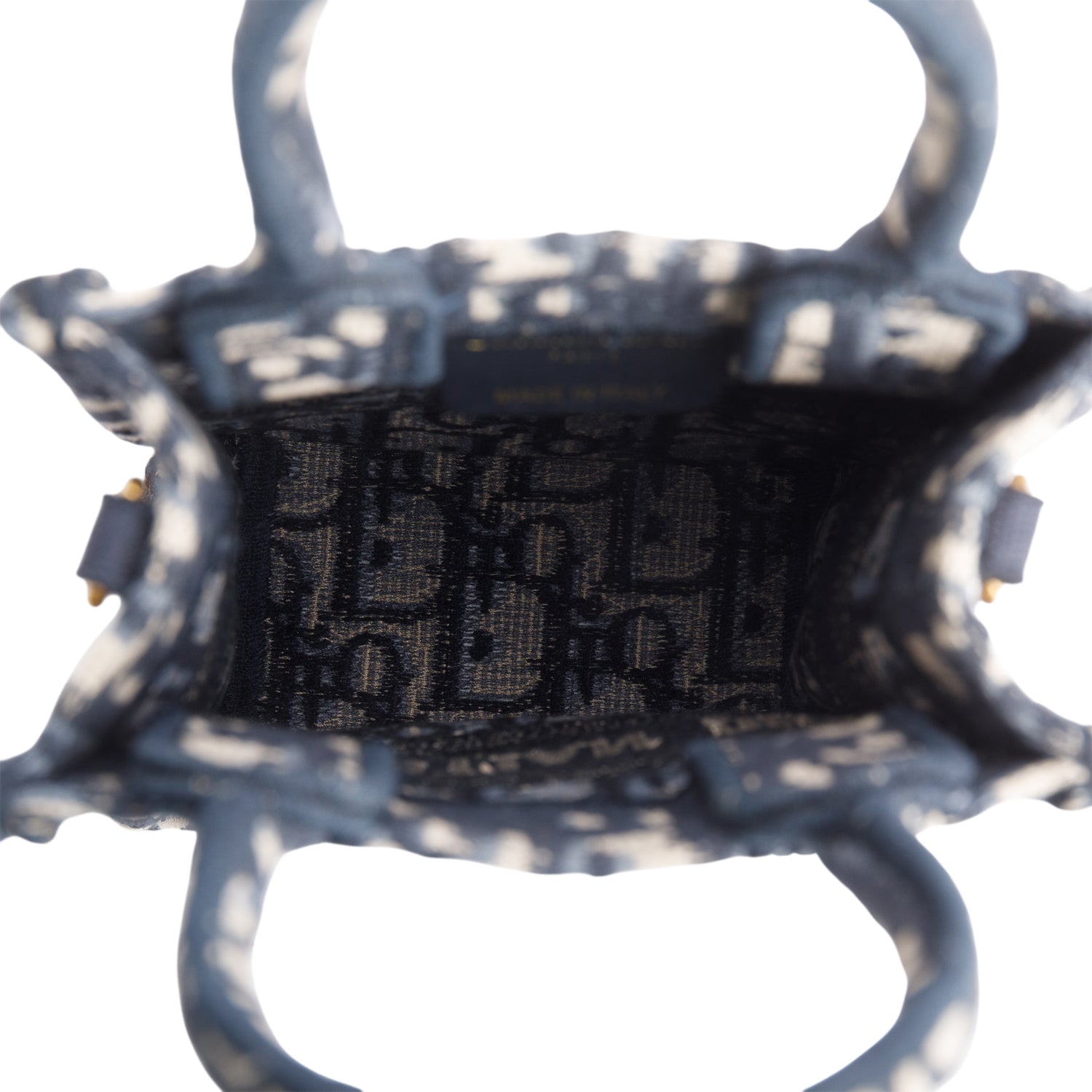 Christian Dior 2022 Blue Oblique Embroidery Mini Vertical Book Tote w/ Strap