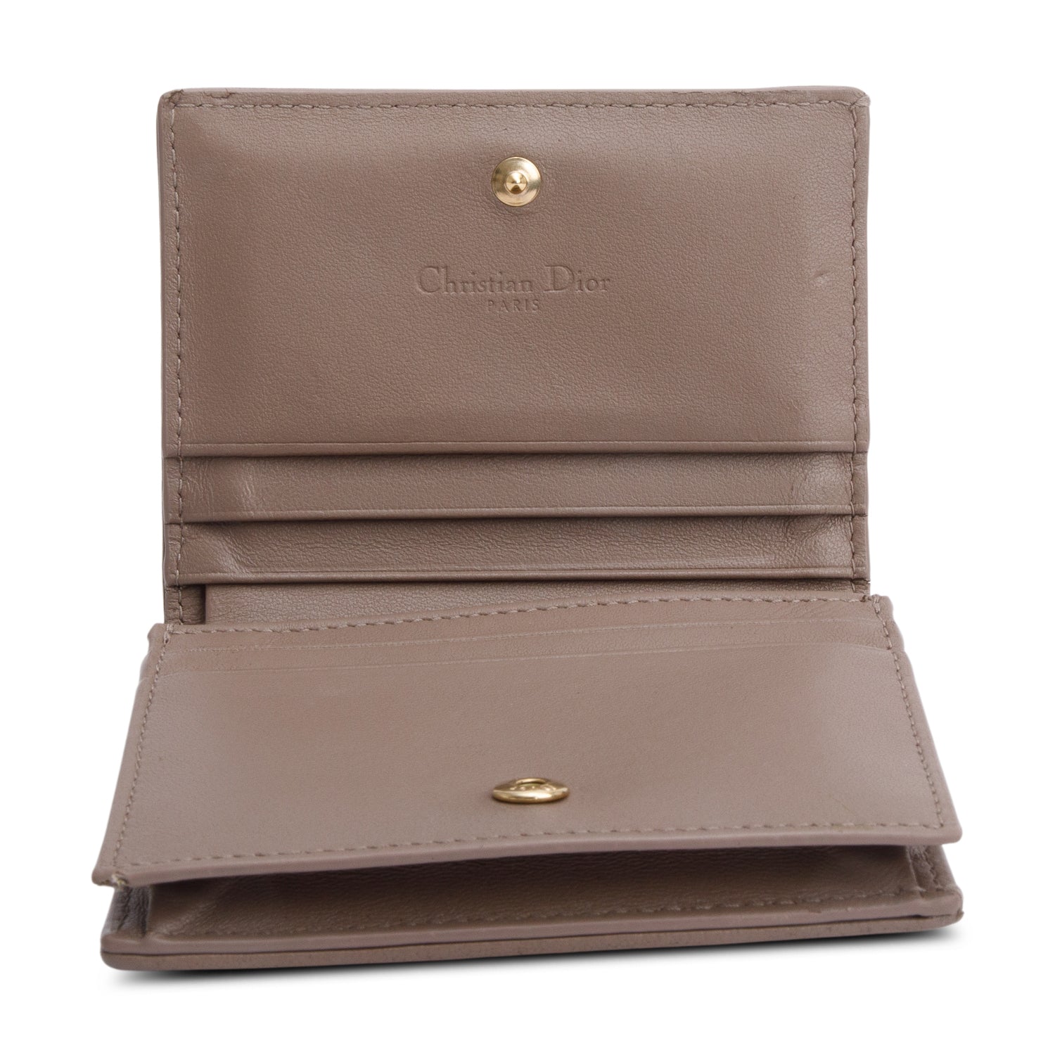 Christian Dior 2024 Neutral Cannage Lambskin Mini Lady Dior Gardenia Wallet w/ Box