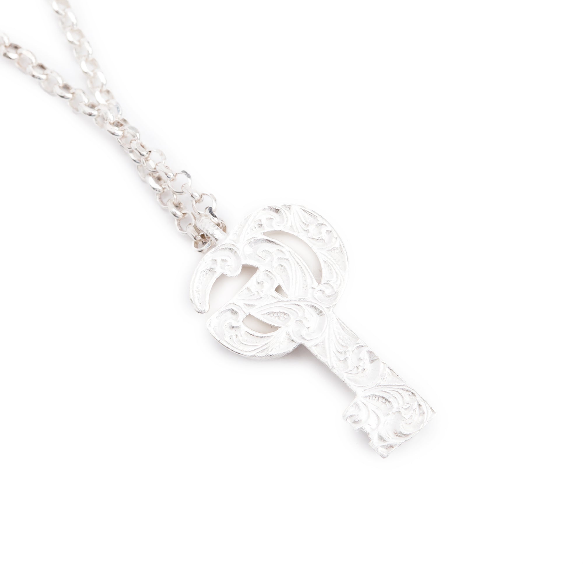 Gucci Sterling Silver GG Marmont Key Charm Necklace