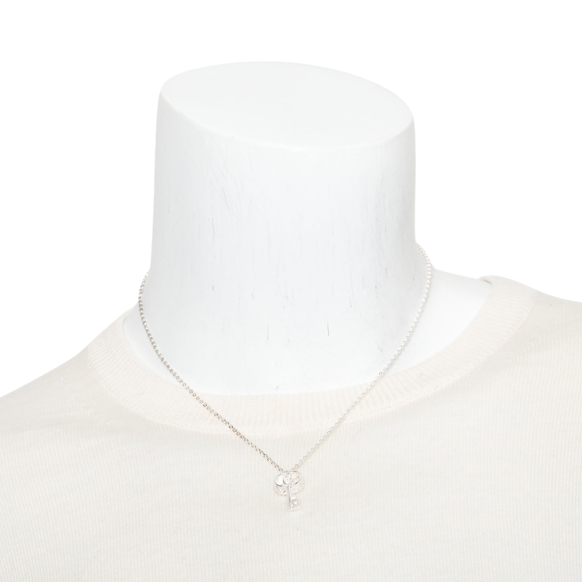 Gucci Sterling Silver GG Marmont Key Charm Necklace