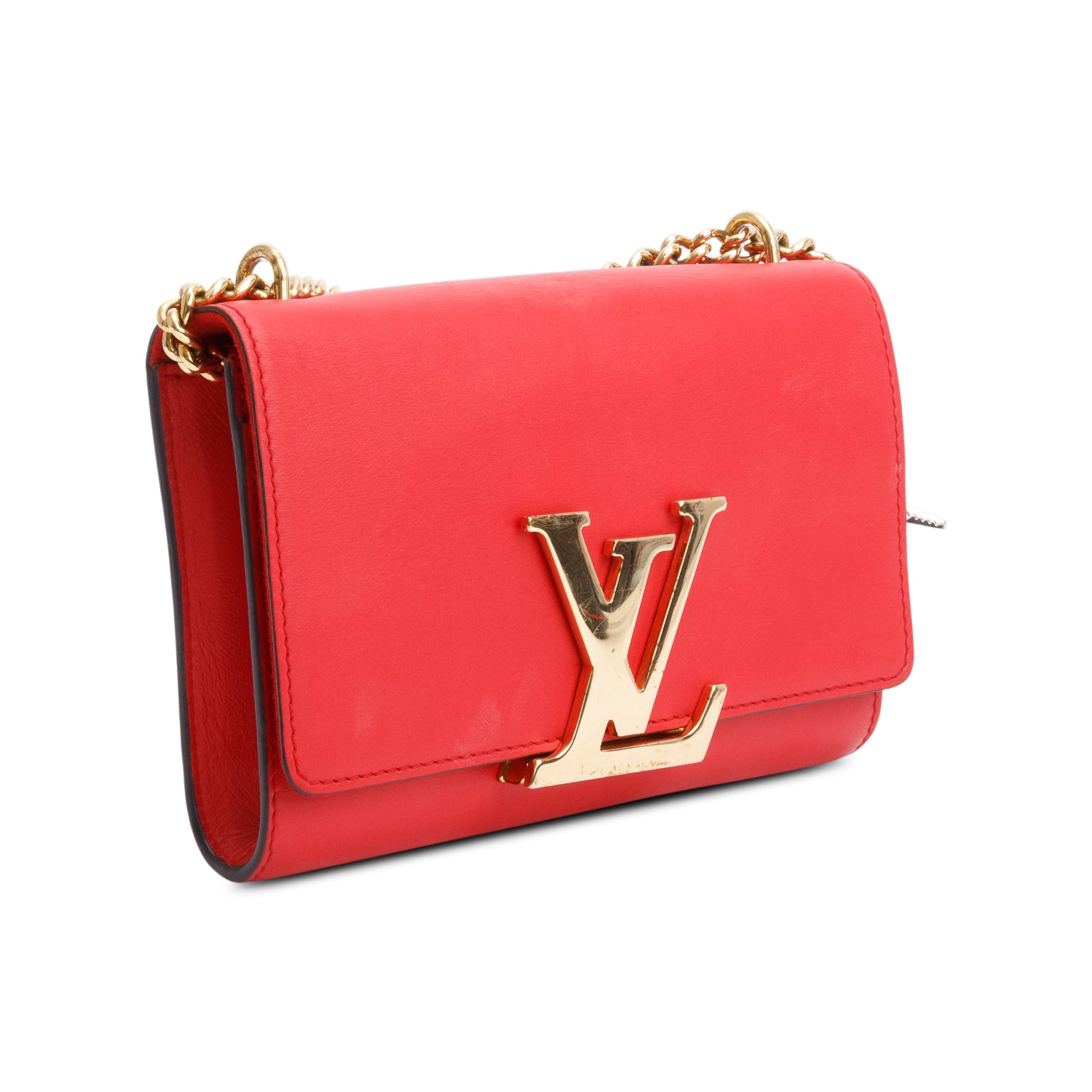 Louis Vuitton Red Calfskin Louise Chain Clutch MM