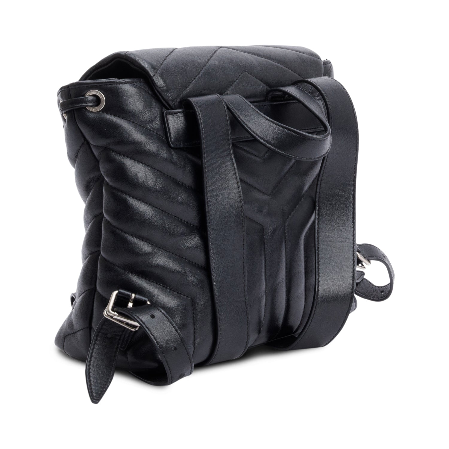 Saint Laurent Black Y Quilted Calfskin Leather Small Loulou Backpack