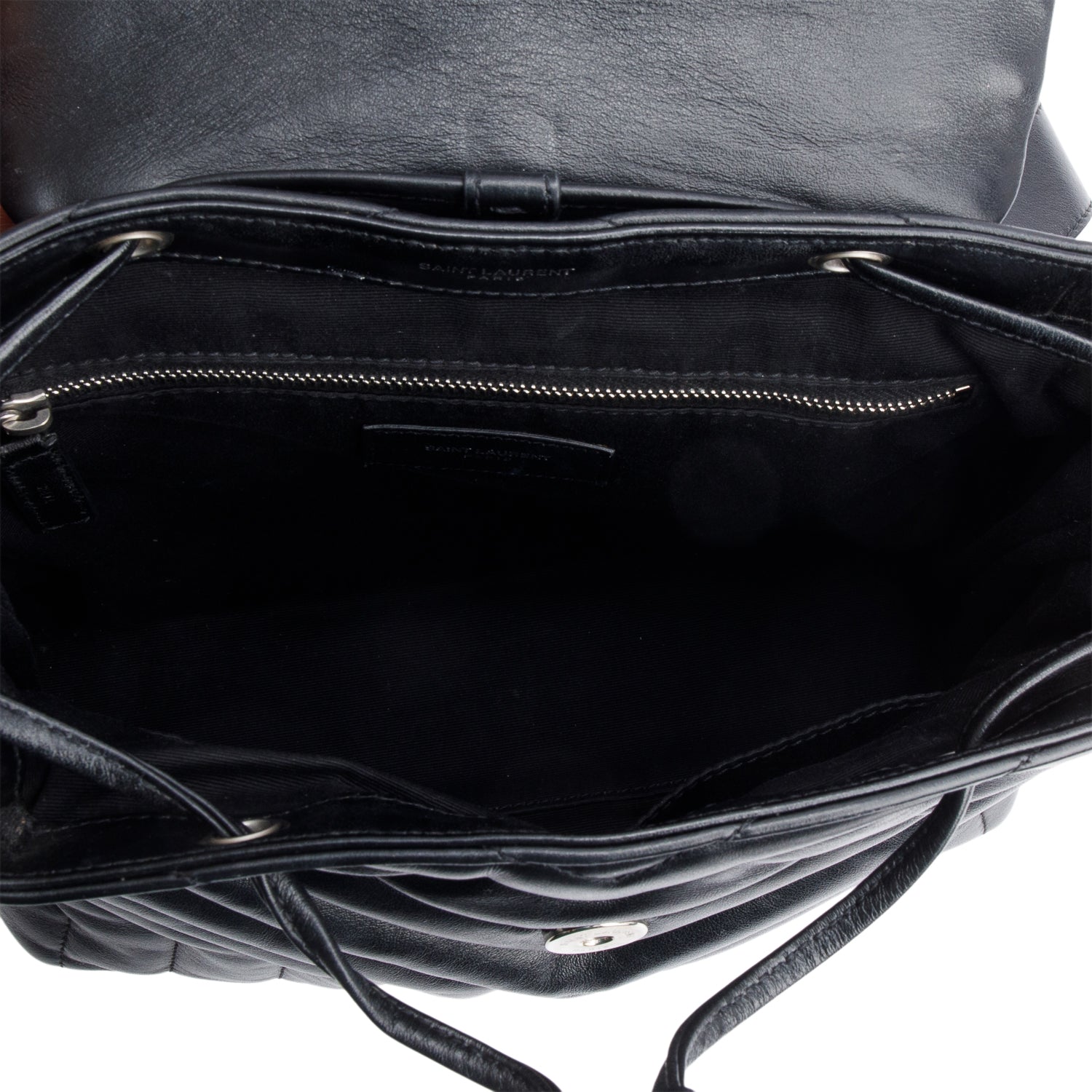 Saint Laurent Black Y Quilted Calfskin Leather Small Loulou Backpack