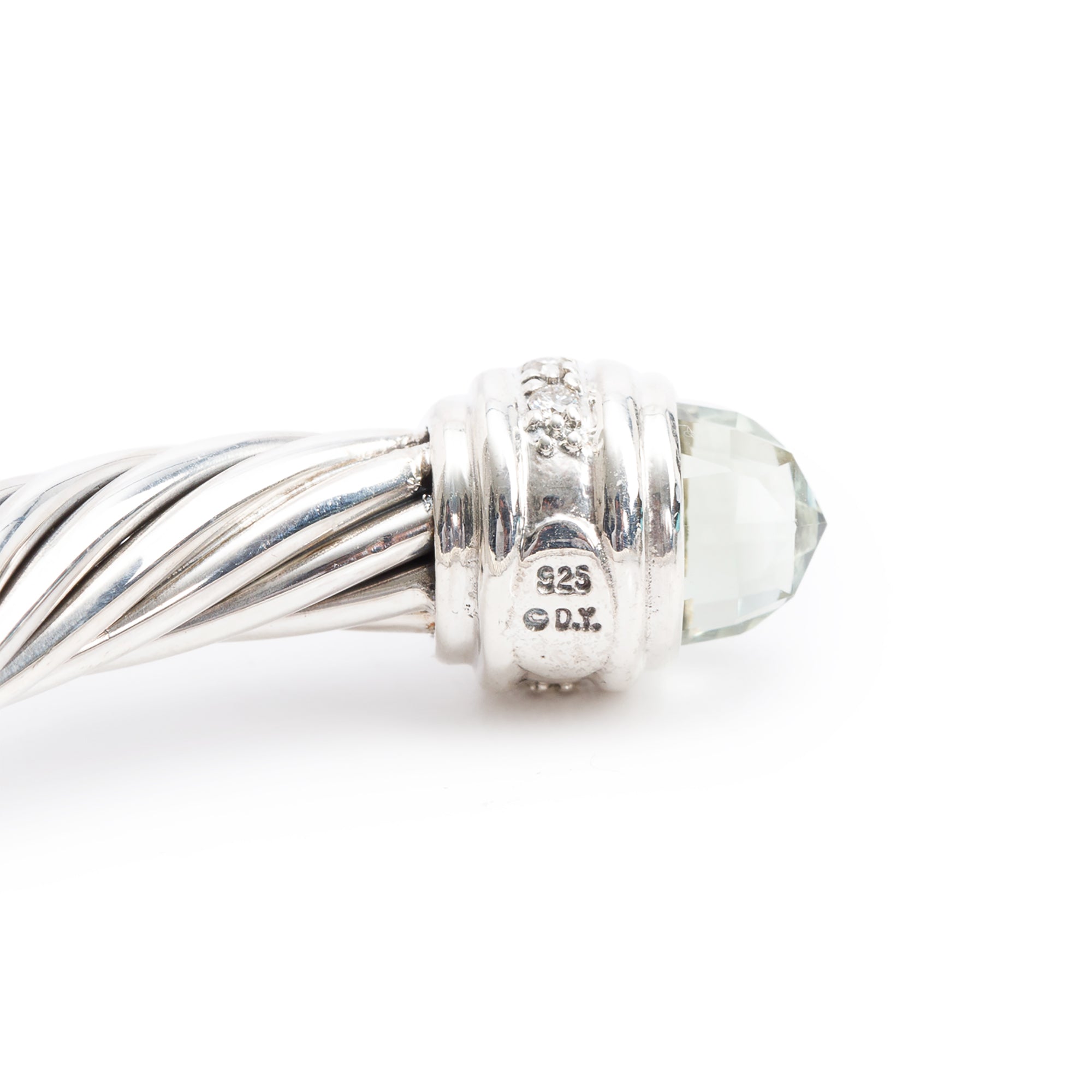 David Yurman Sterling Silver Prasiolite & Diamond 7 MM Cable Classics Bracelet