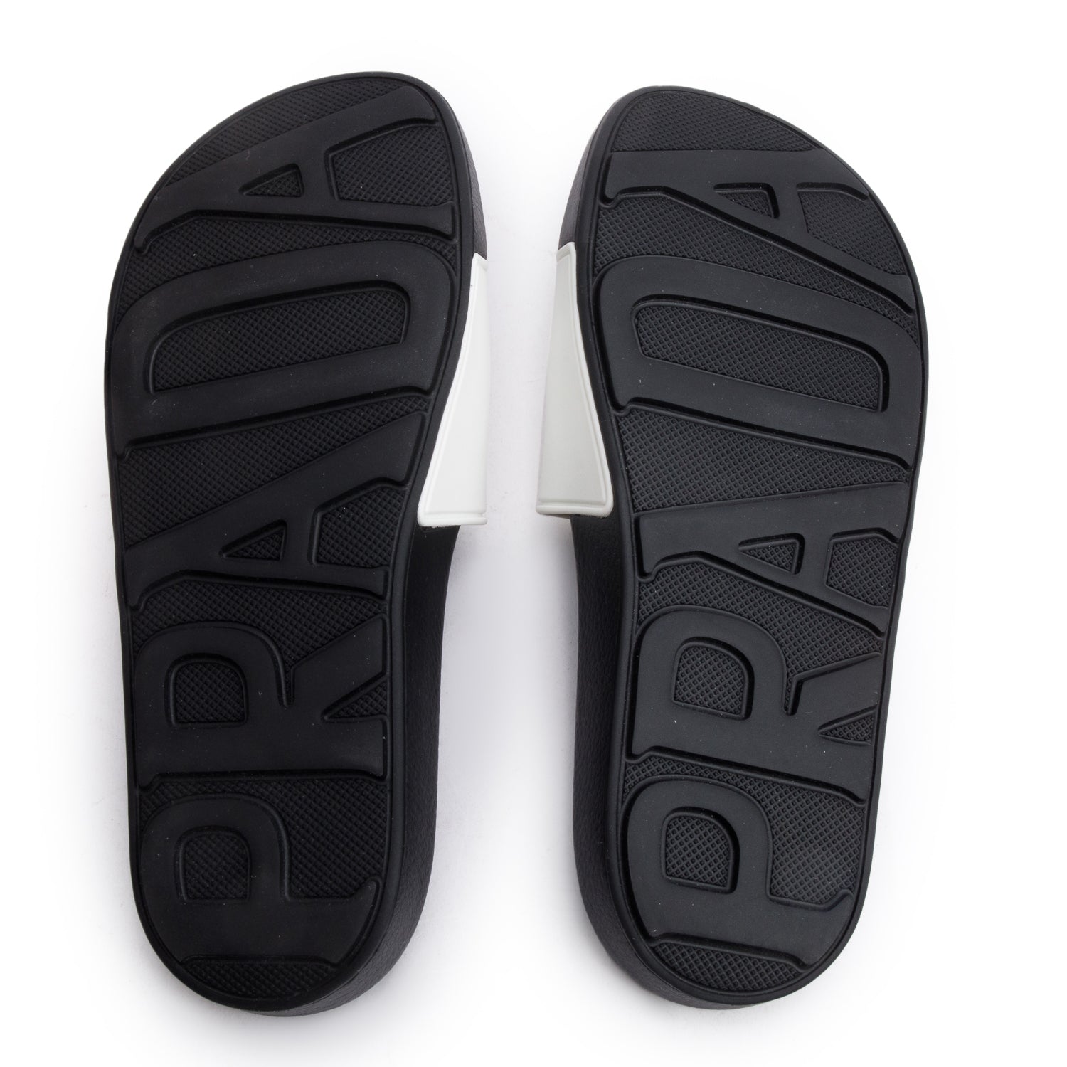 Prada Black/White Graphic Print Rubber Slide Sandals, Size 36 w/ Box