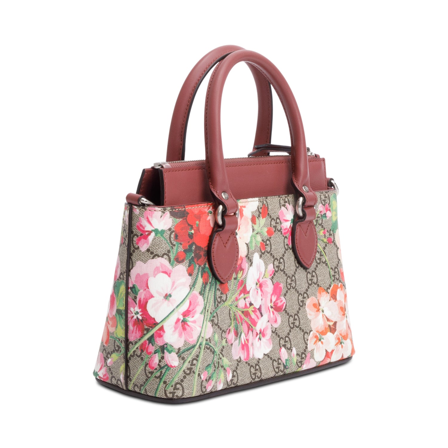 Gucci GG Supreme Blooms Small Top Handle Bag w/ Strap
