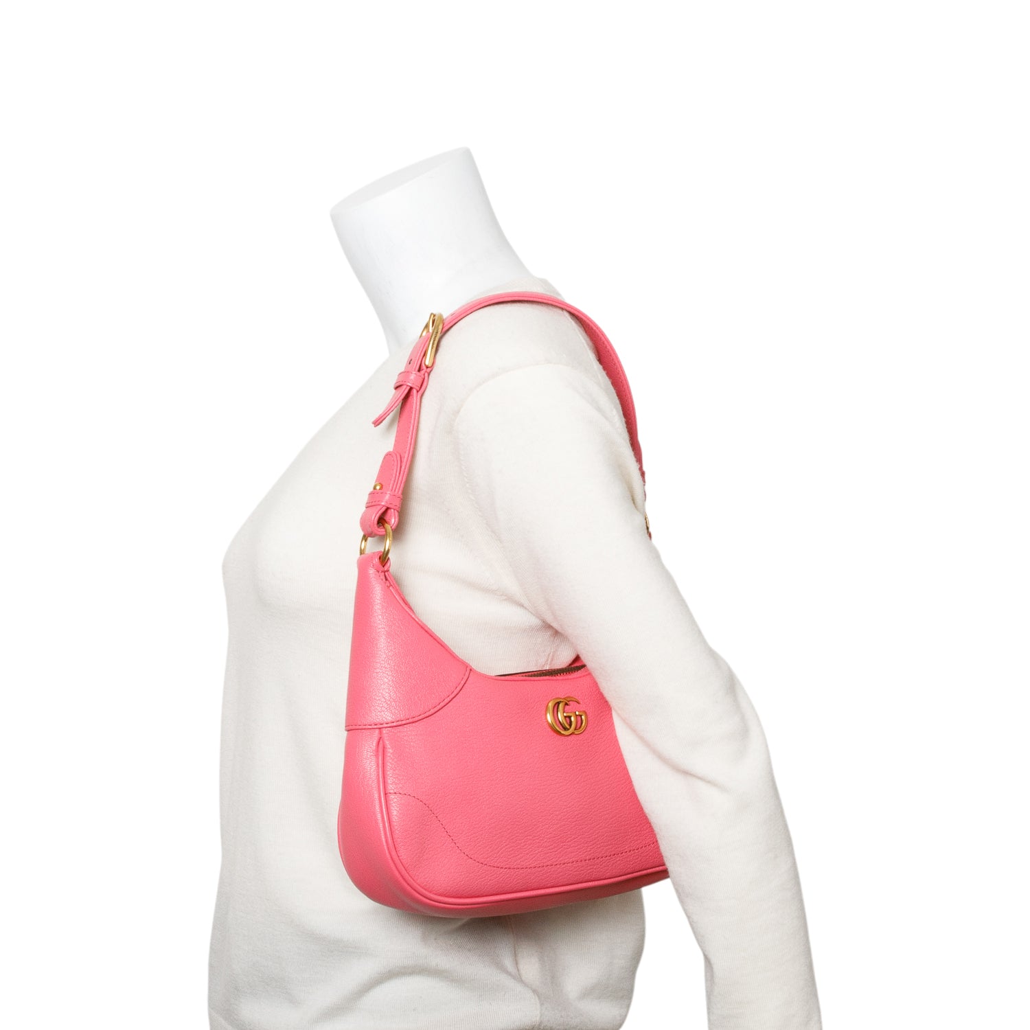 Gucci Pink Calfskin Leather Double GG Small Aphrodite Shoulder Bag