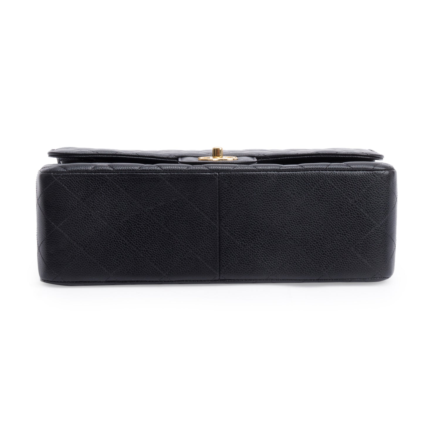 Chanel Black Quilted Caviar Leather Classic Jumbo Double Flap Bag w/ Box