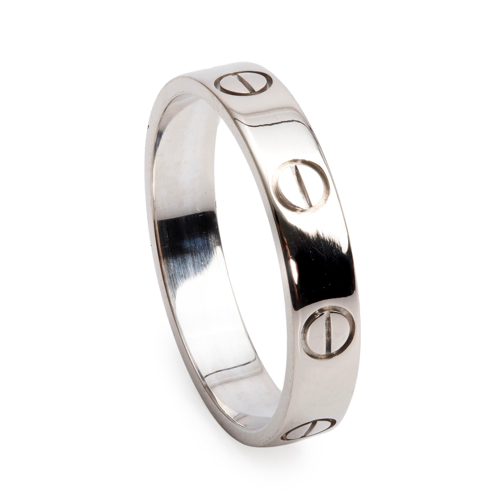 Cartier 18k White Gold 3.6 MM Love Wedding Band Ring, Size 53 6.5