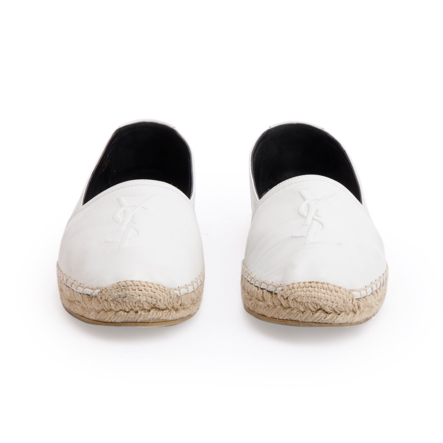 Saint Laurent White Lambskin Leather Espadrilles, Size 40 w/ Box