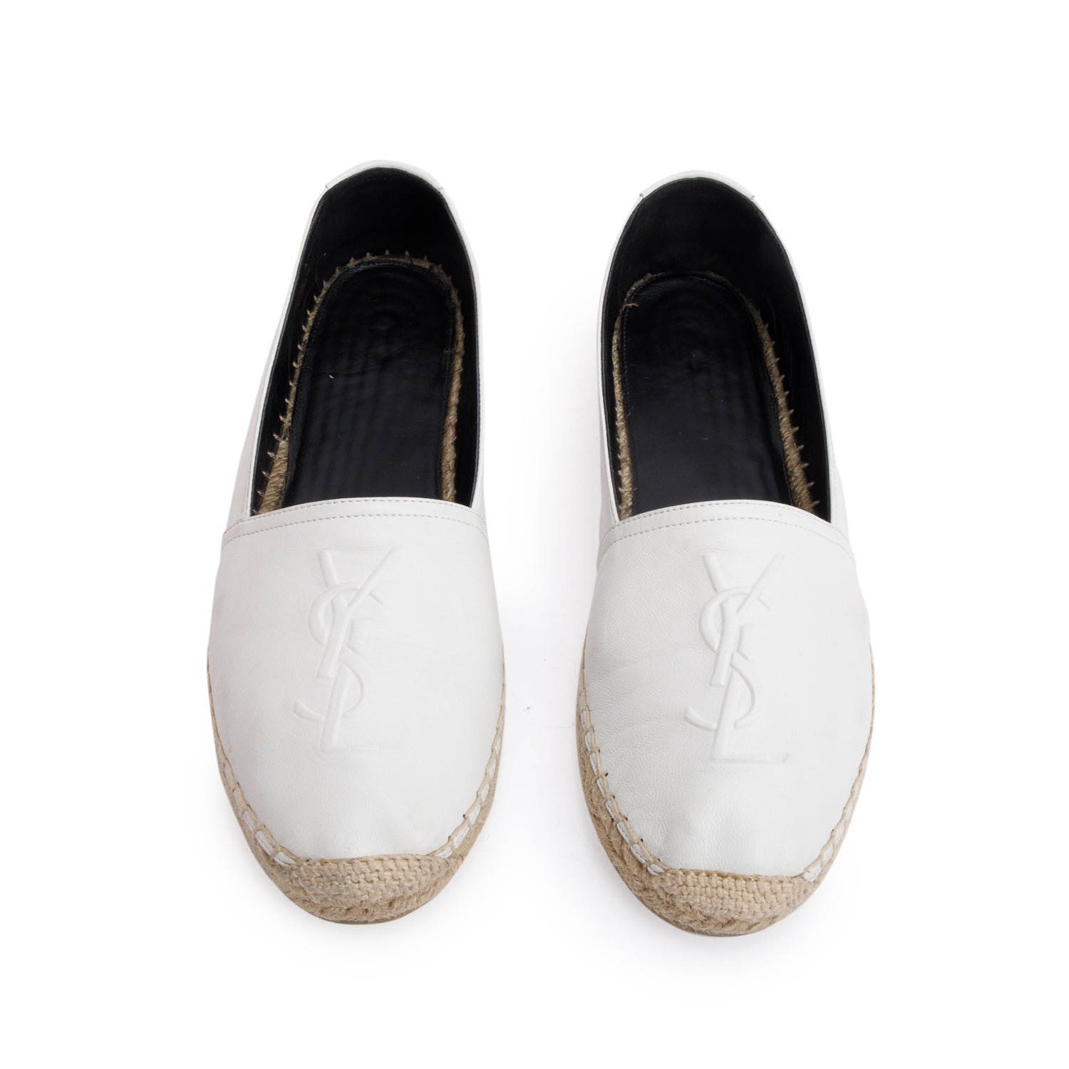 Saint Laurent White Lambskin Leather Espadrilles, Size 40 w/ Box