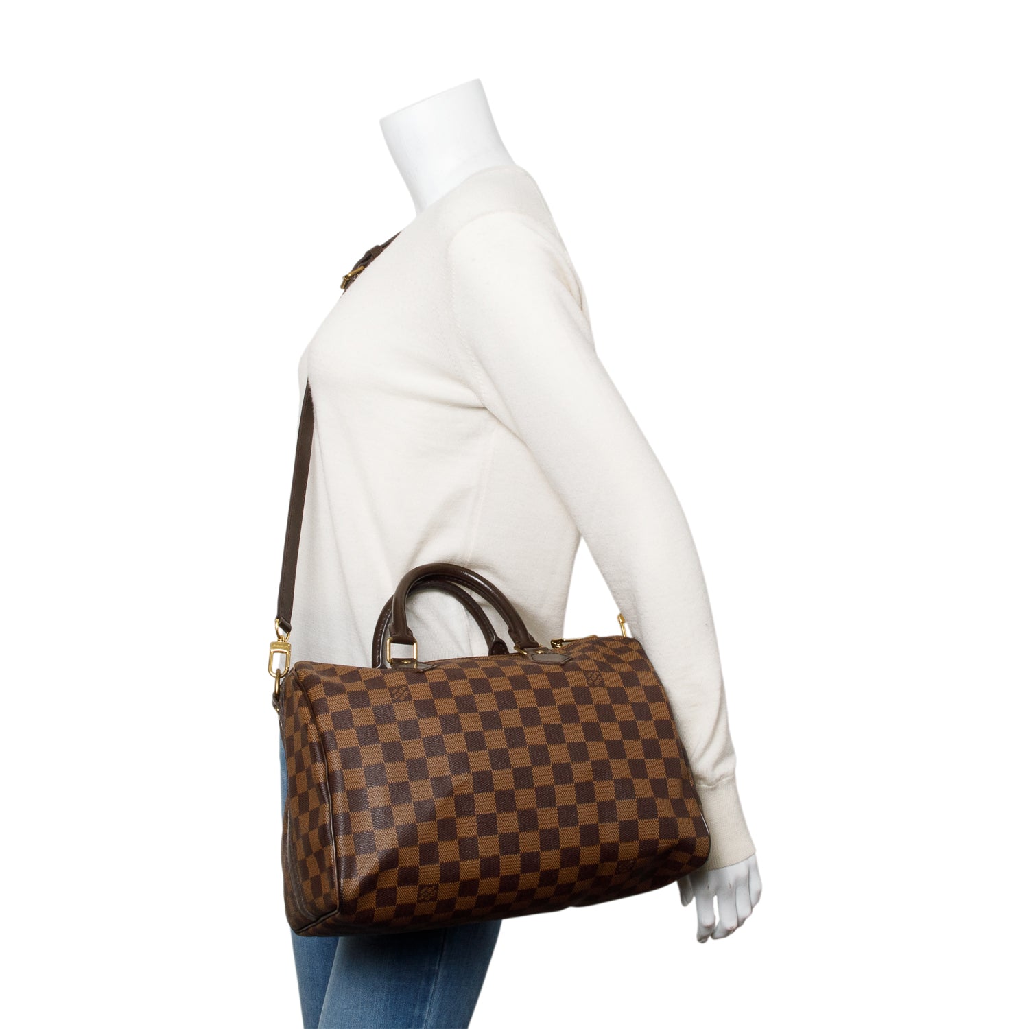 Louis Vuitton Damier Ebene Speedy Bandouliere 30 w/ Strap & Box