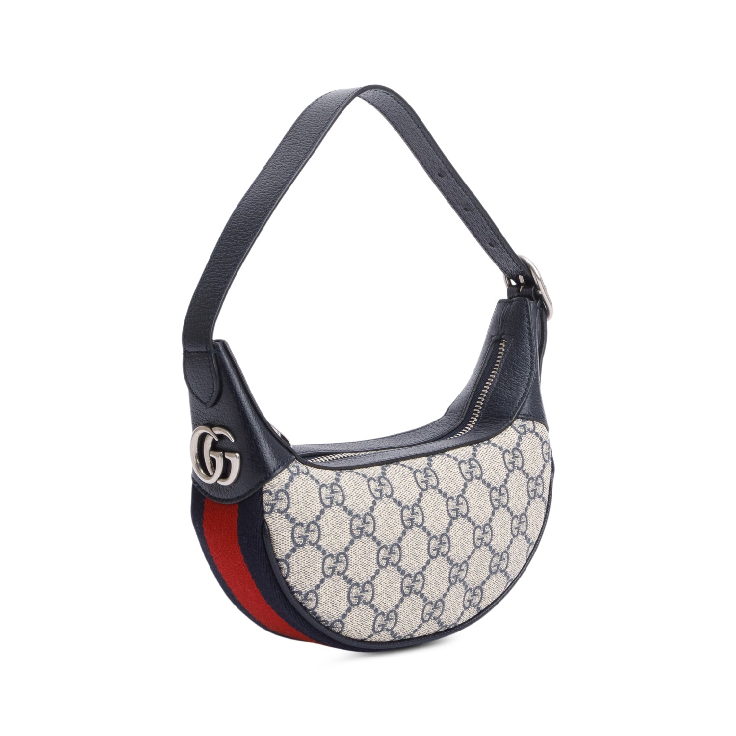 Gucci Blue GG Supreme Ophidia Half-Moon Mini Bag