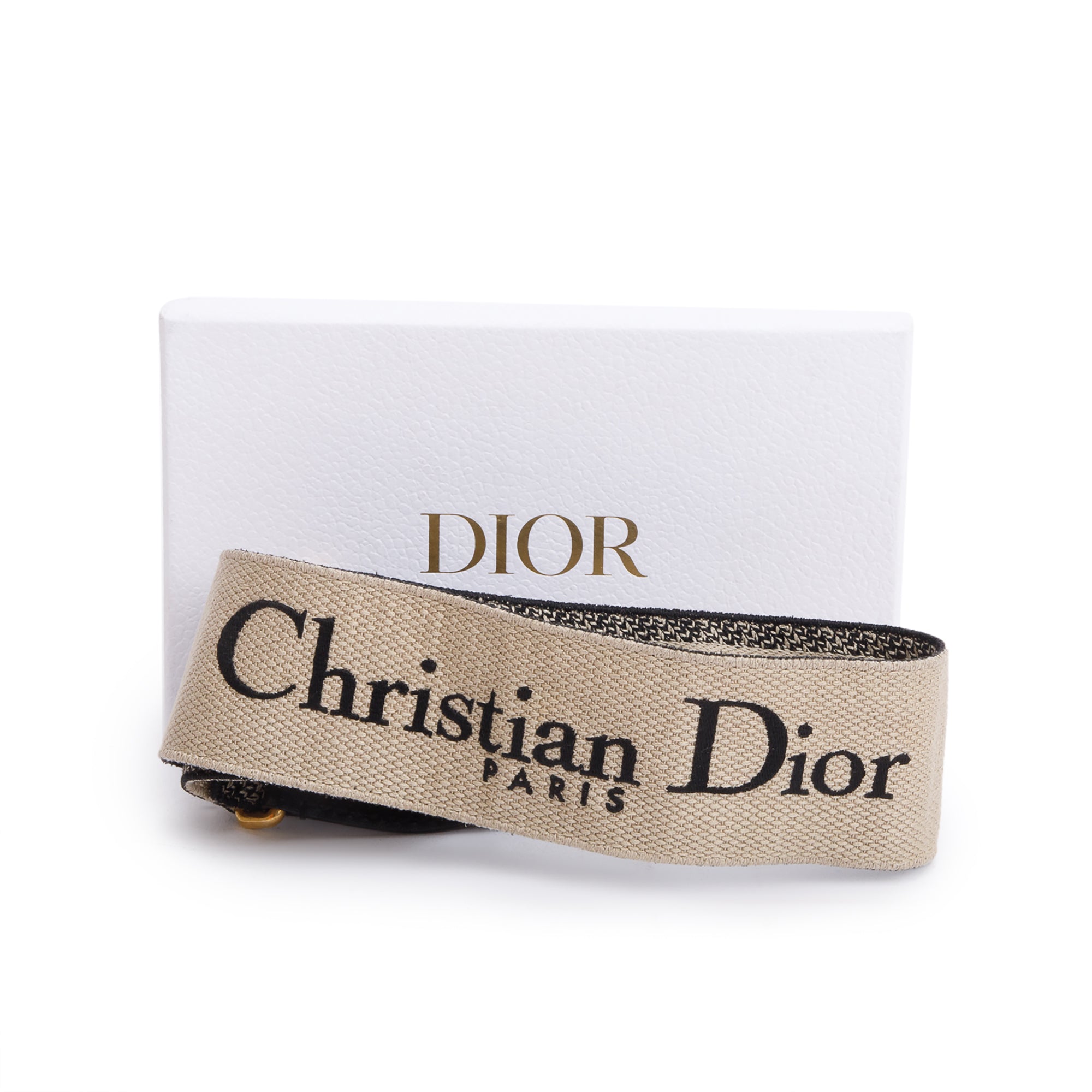 Christian Dior Navy/Beige Embroidered Woven Shoulder Strap w/ Box
