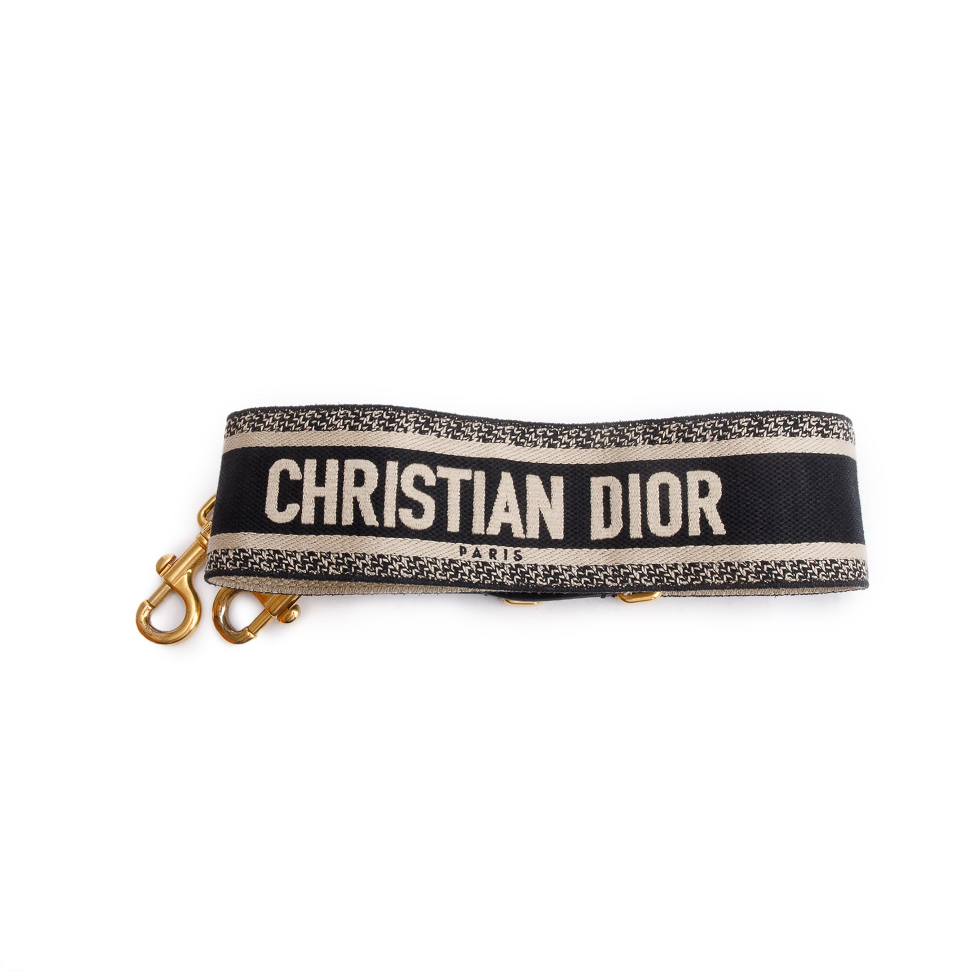 Christian Dior Navy/Beige Embroidered Woven Shoulder Strap w/ Box