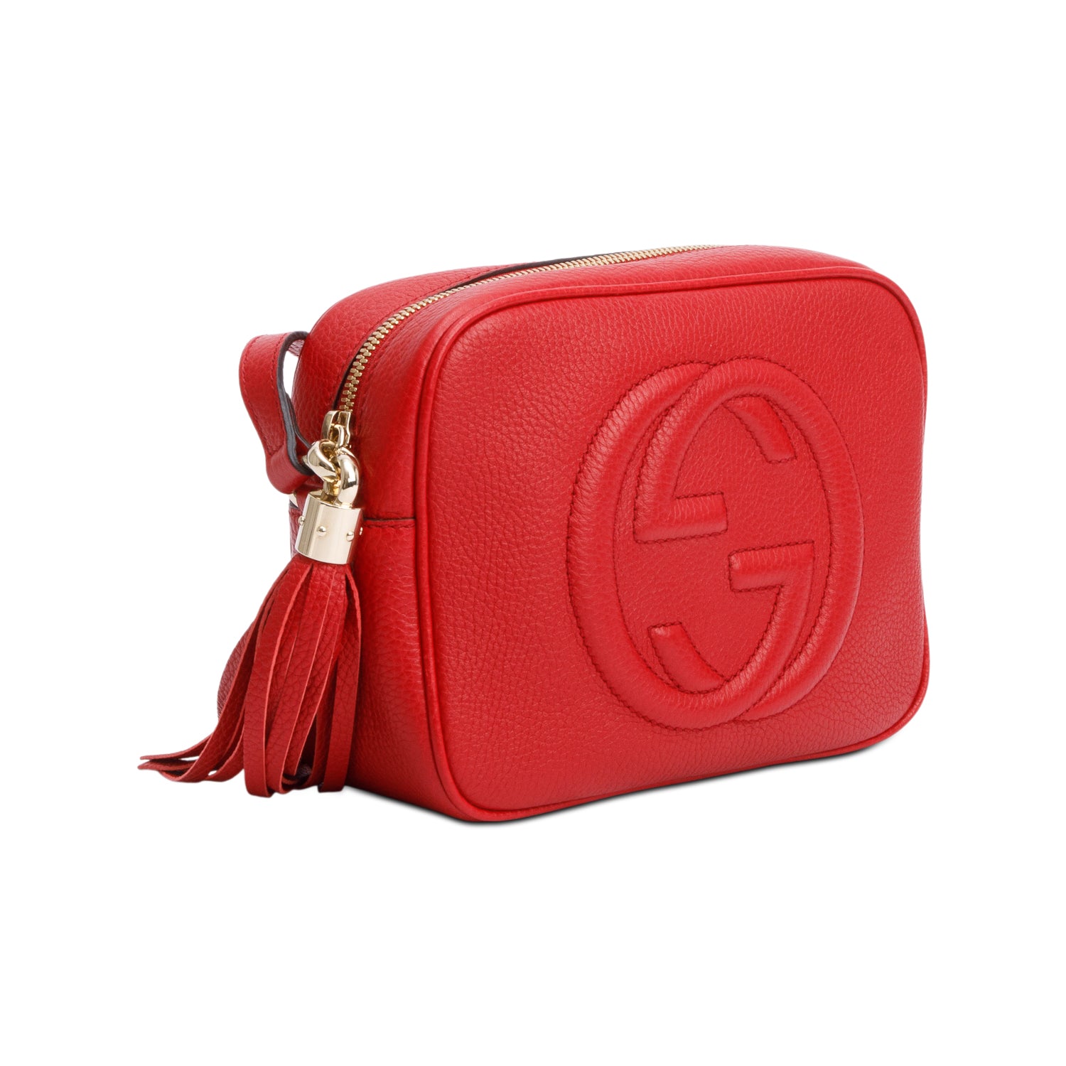 Gucci Red Pebbled Calfskin Leather Small Soho Disco Bag