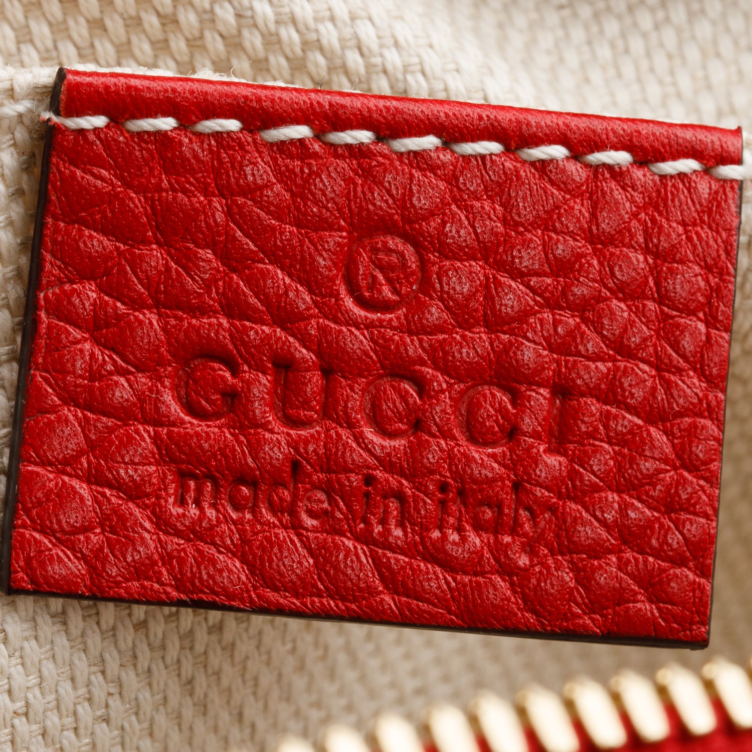 Gucci Red Pebbled Calfskin Leather Small Soho Disco Bag