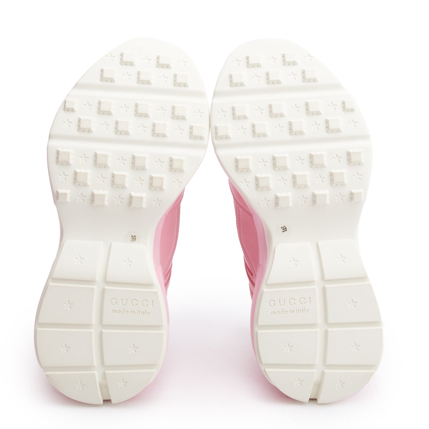 Gucci Pink Leather Women's Rhyton '25' Sneakers, Size 39 w/ Box