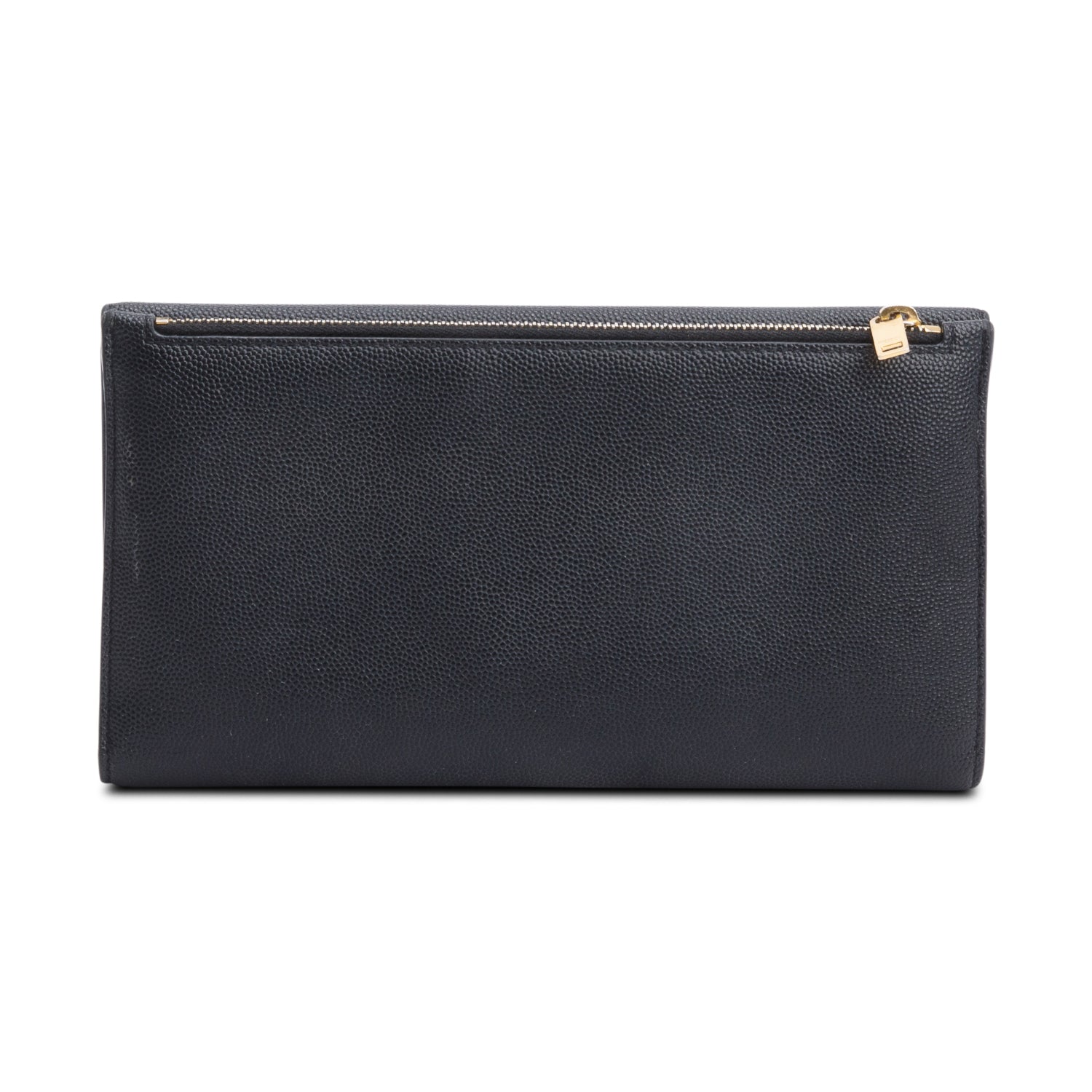 Saint Laurent Black Grain De Poudre Leather Large Flap Uptown Wallet Clutch