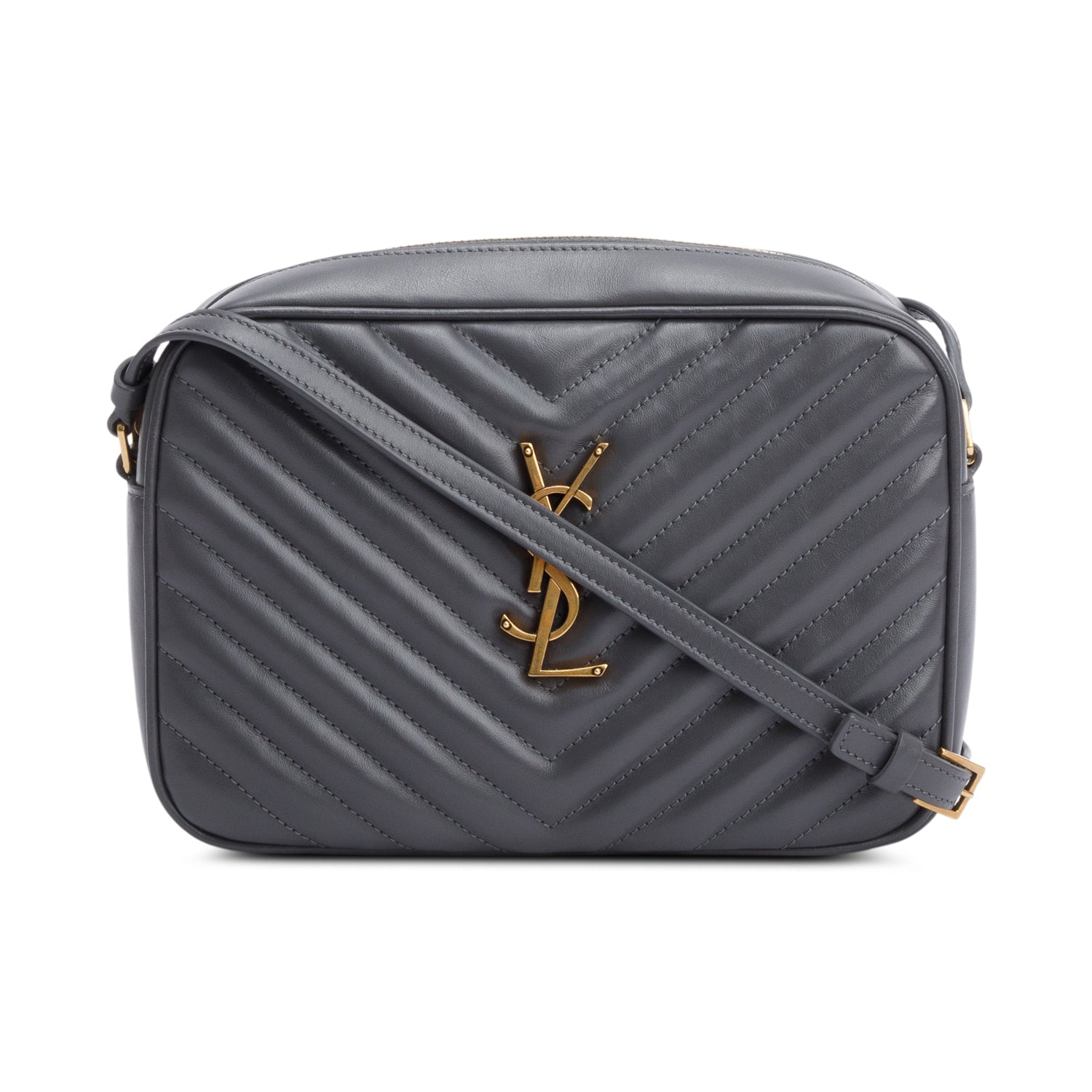 Saint Laurent 2021 Grey Quilted Leather Lou Camera Bag