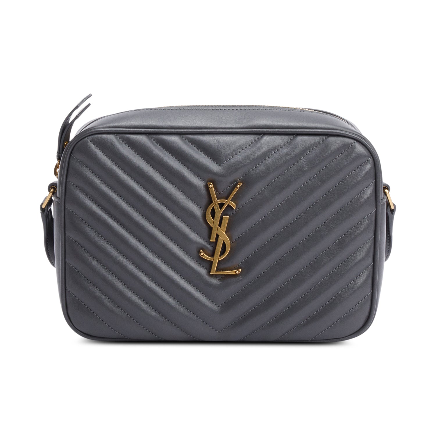 Saint Laurent 2021 Grey Quilted Leather Lou Camera Bag
