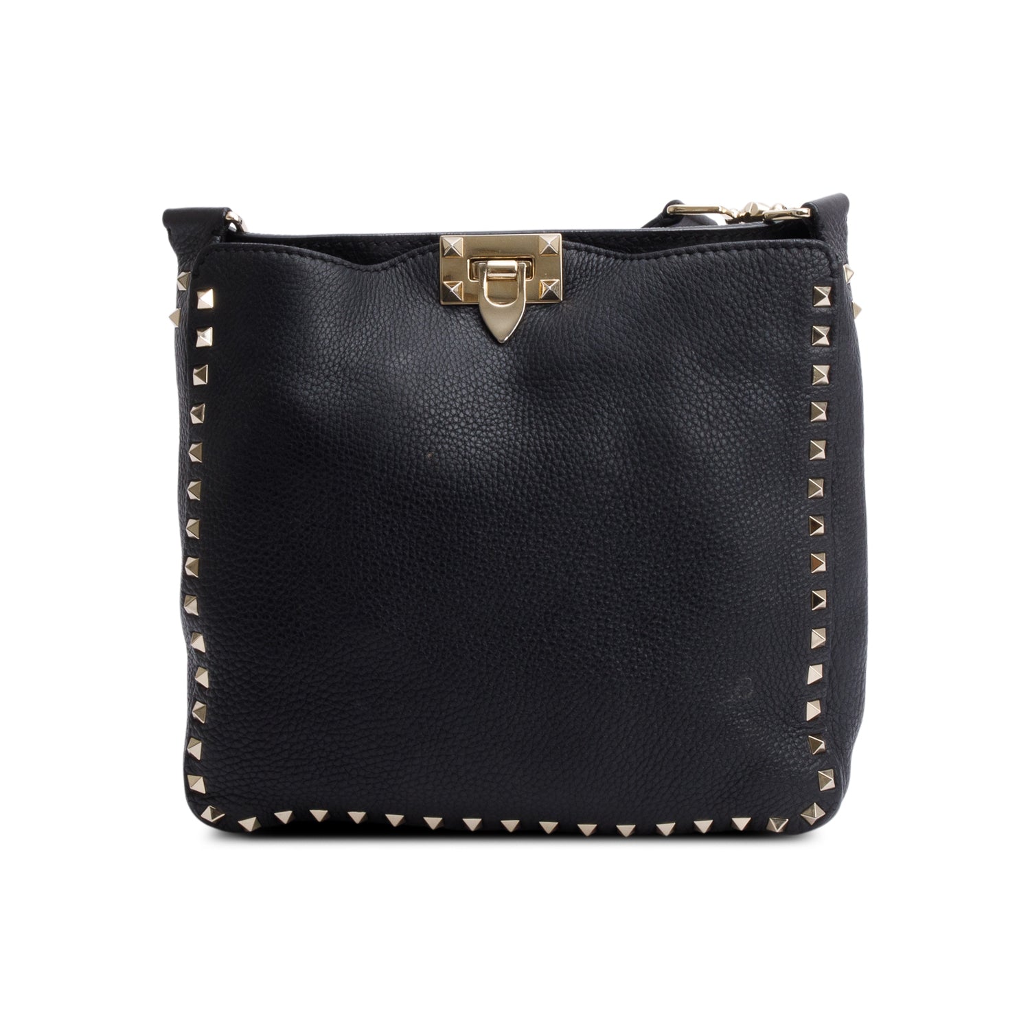 Valentino Black Calfskin Leather Small Rockstud Messenger Bag