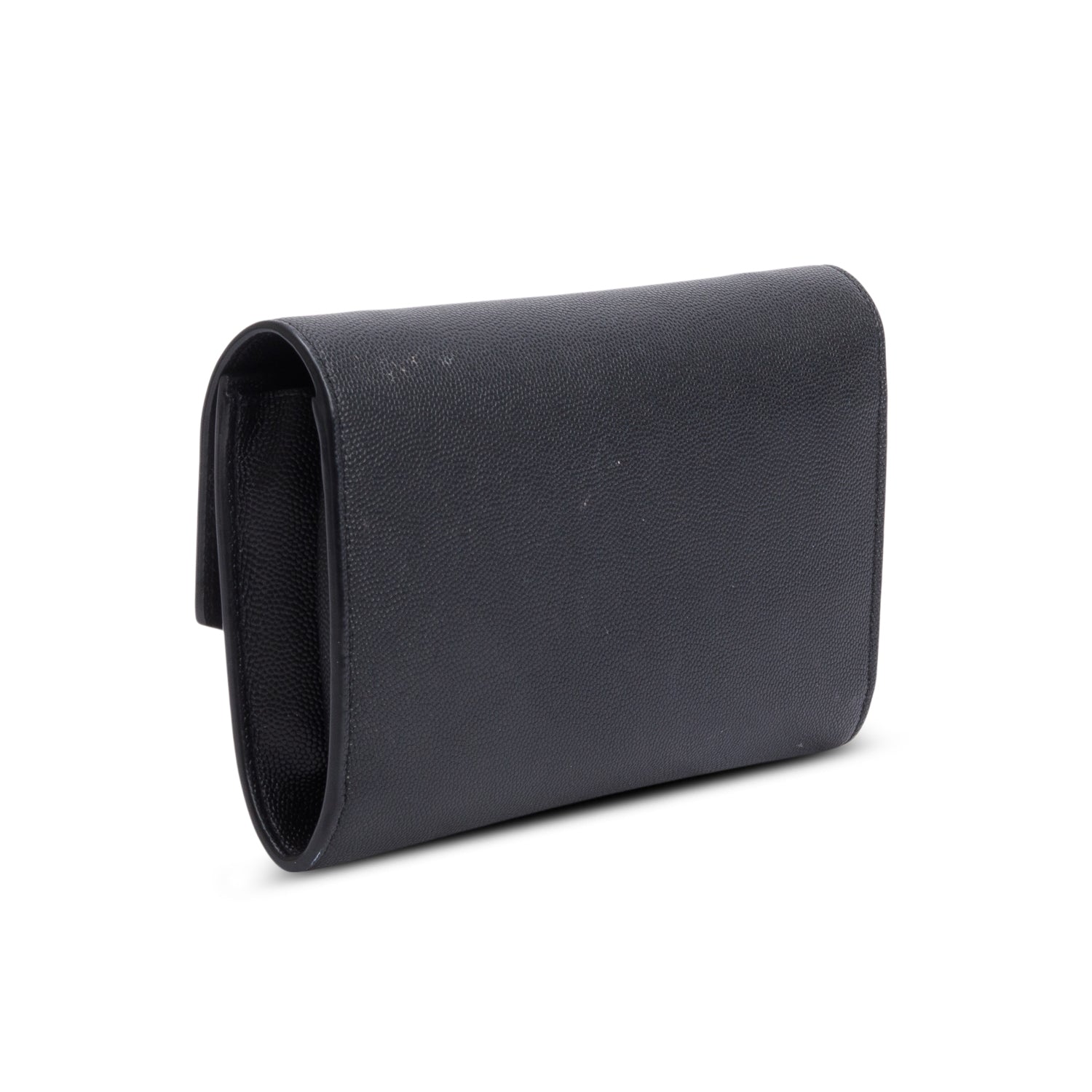 Saint Laurent Black Grain De Poudre Leather Uptown Chain Wallet w/ Insert