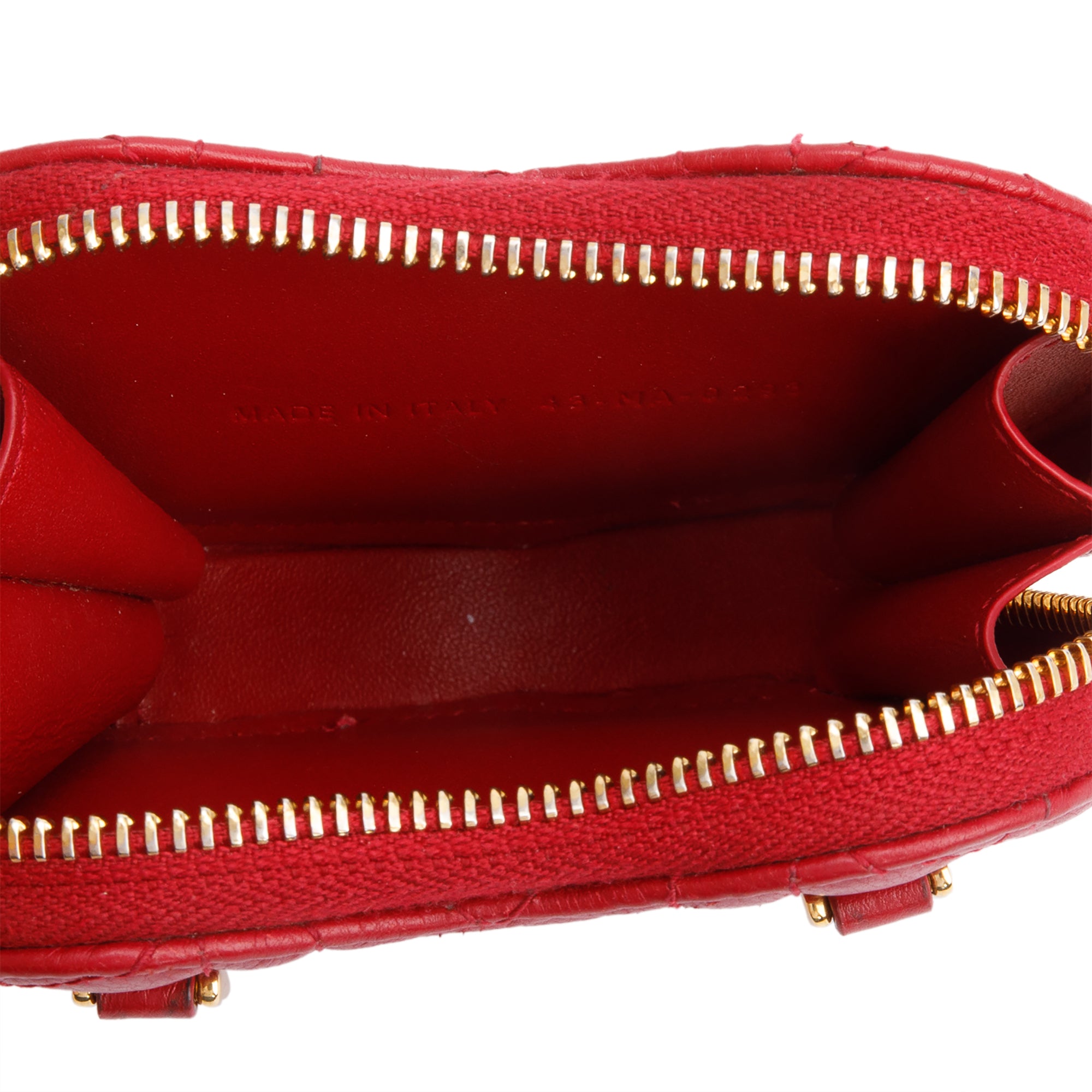 Christian Dior 2023 Red Cannage Calfskin Leather Dioramour Caro Heart Chain Pouch w/ Box