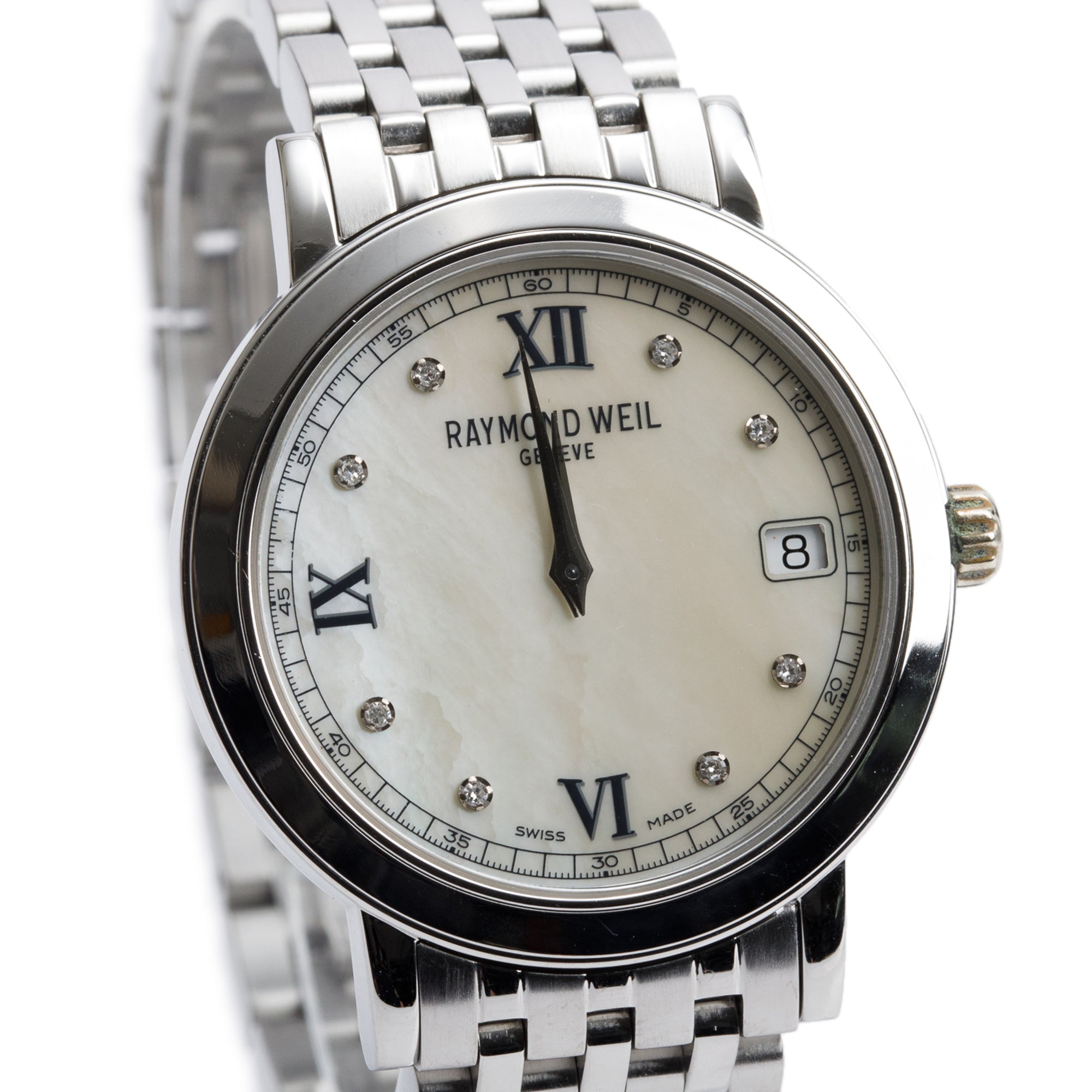 Raymond Weil Stainless Steel Toccata 34.5 MM Quartz Watch Mother of Pearl Diamond Dial
