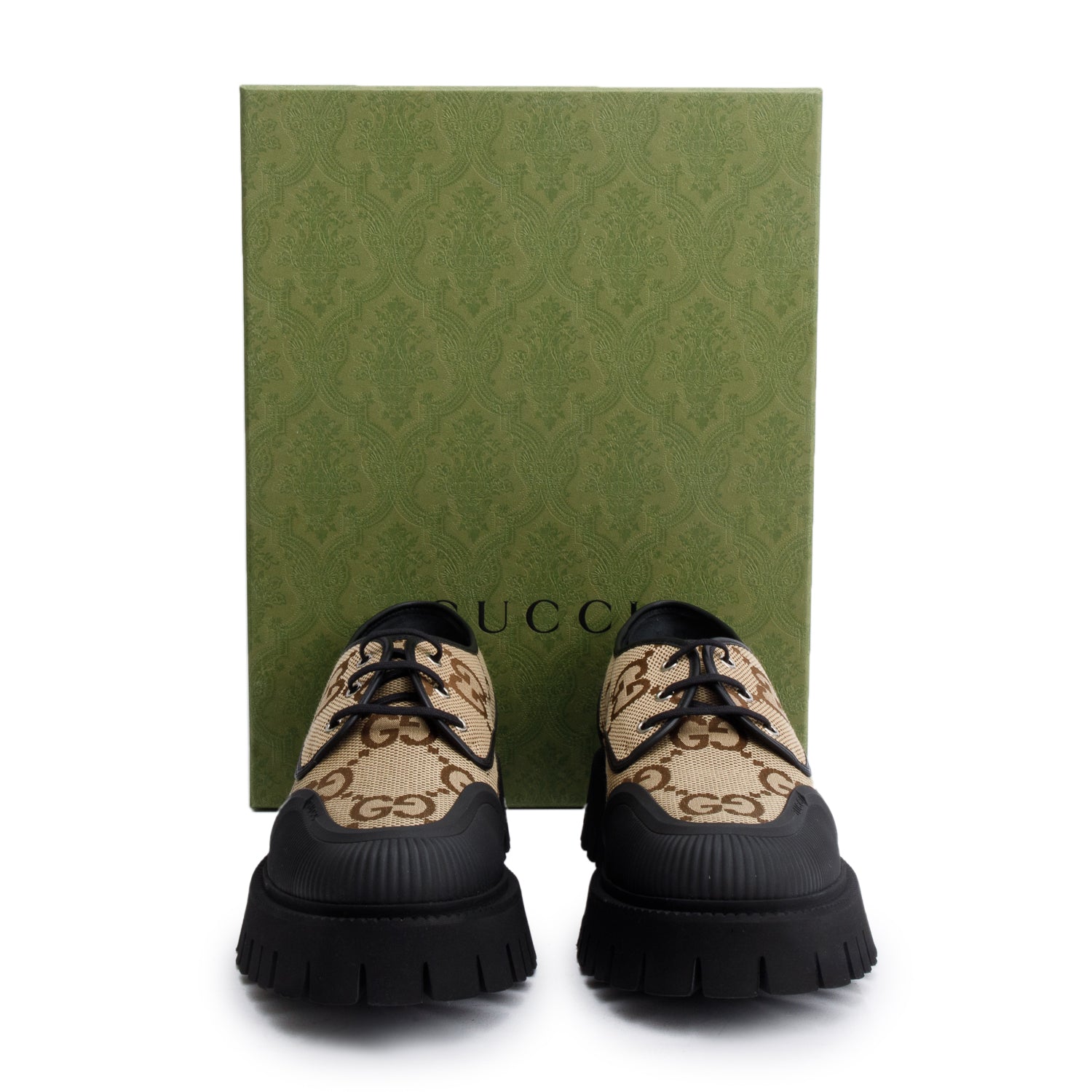 Gucci Maxi GG Canvas Lace Up Oxford, Size 10.5 w/ Box