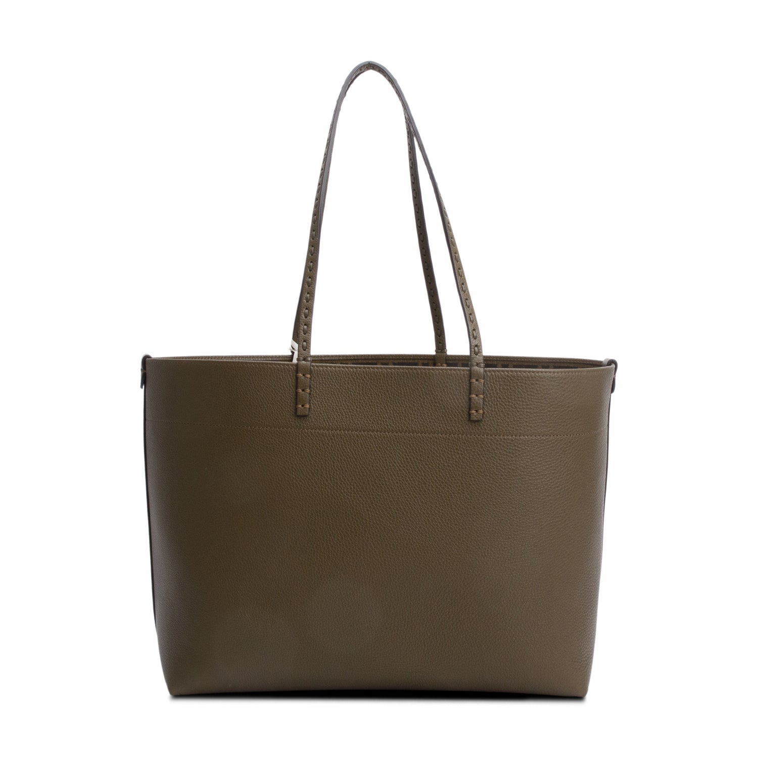 Fendi Grey Leather Medium Selleria Roll Tote