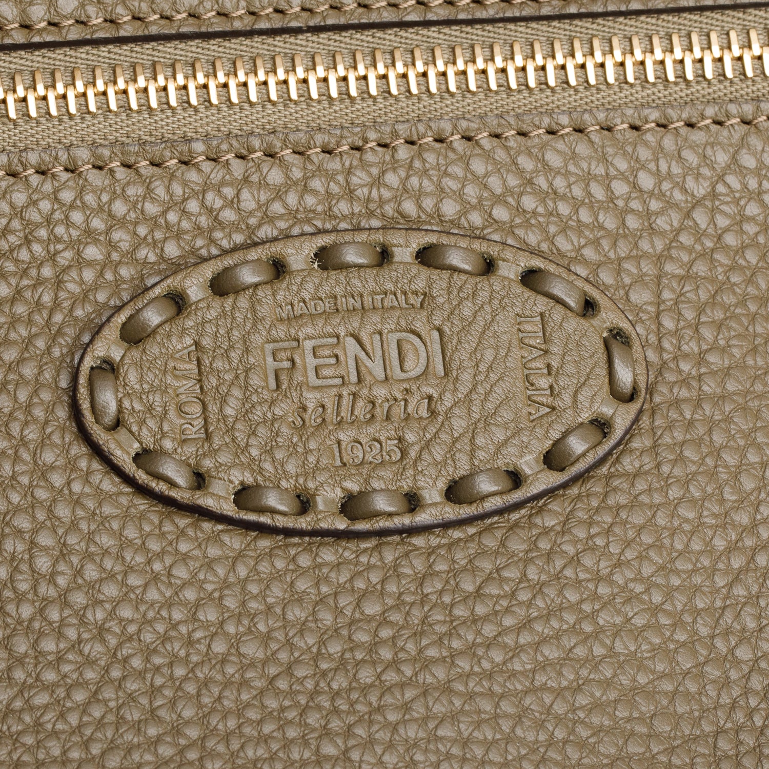 Fendi Grey Leather Medium Selleria Roll Tote