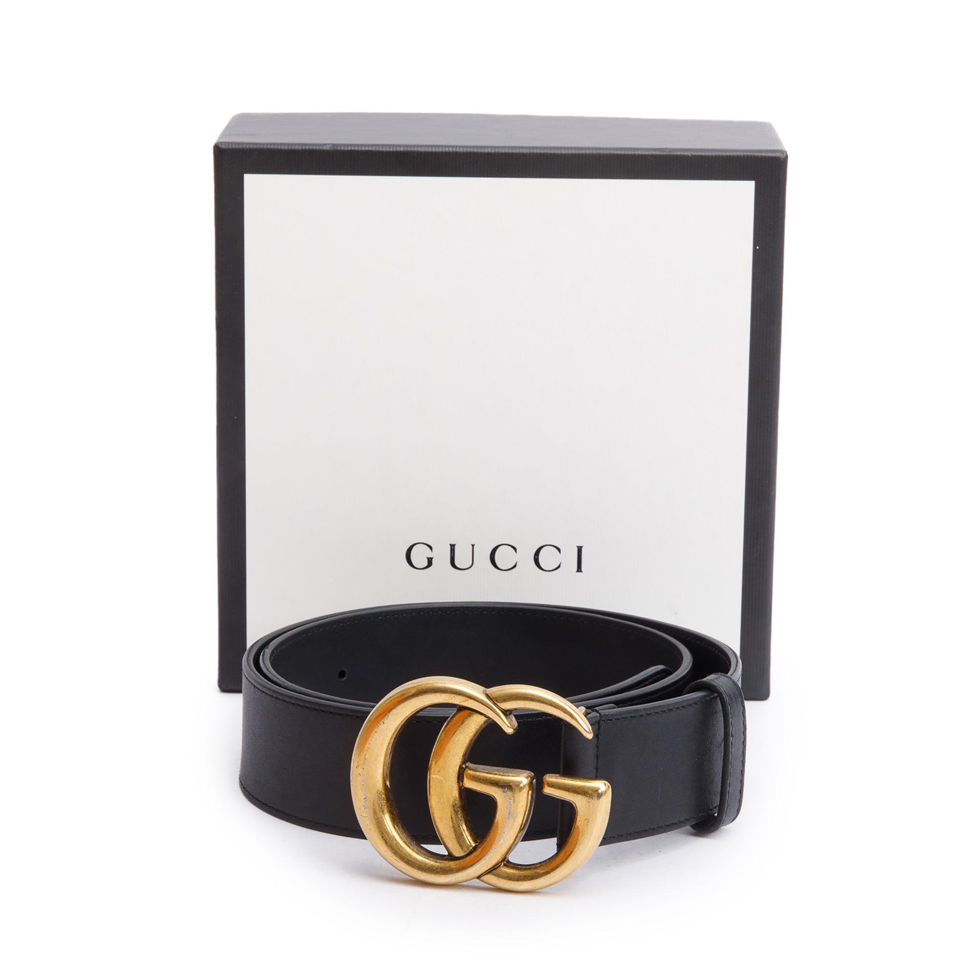 Gucci 2015 Re-Edition Black Wide Leather Belt, 80 32 w/ Box