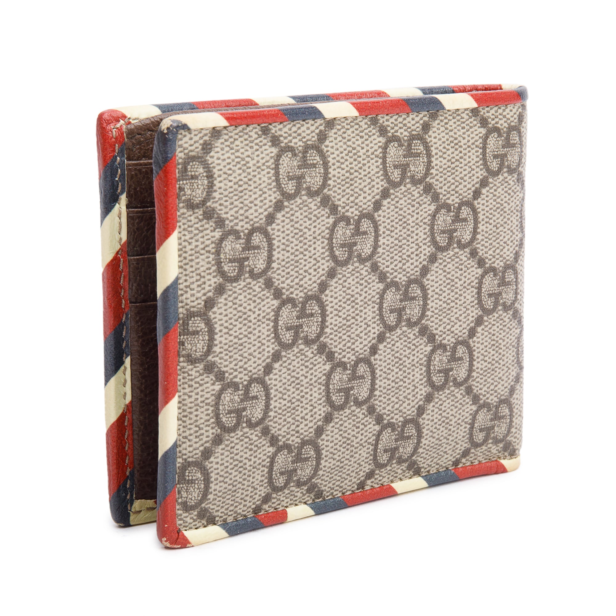 Gucci Beige & Multicolour Courrier GG Supreme Bifold Wallet w/ Box