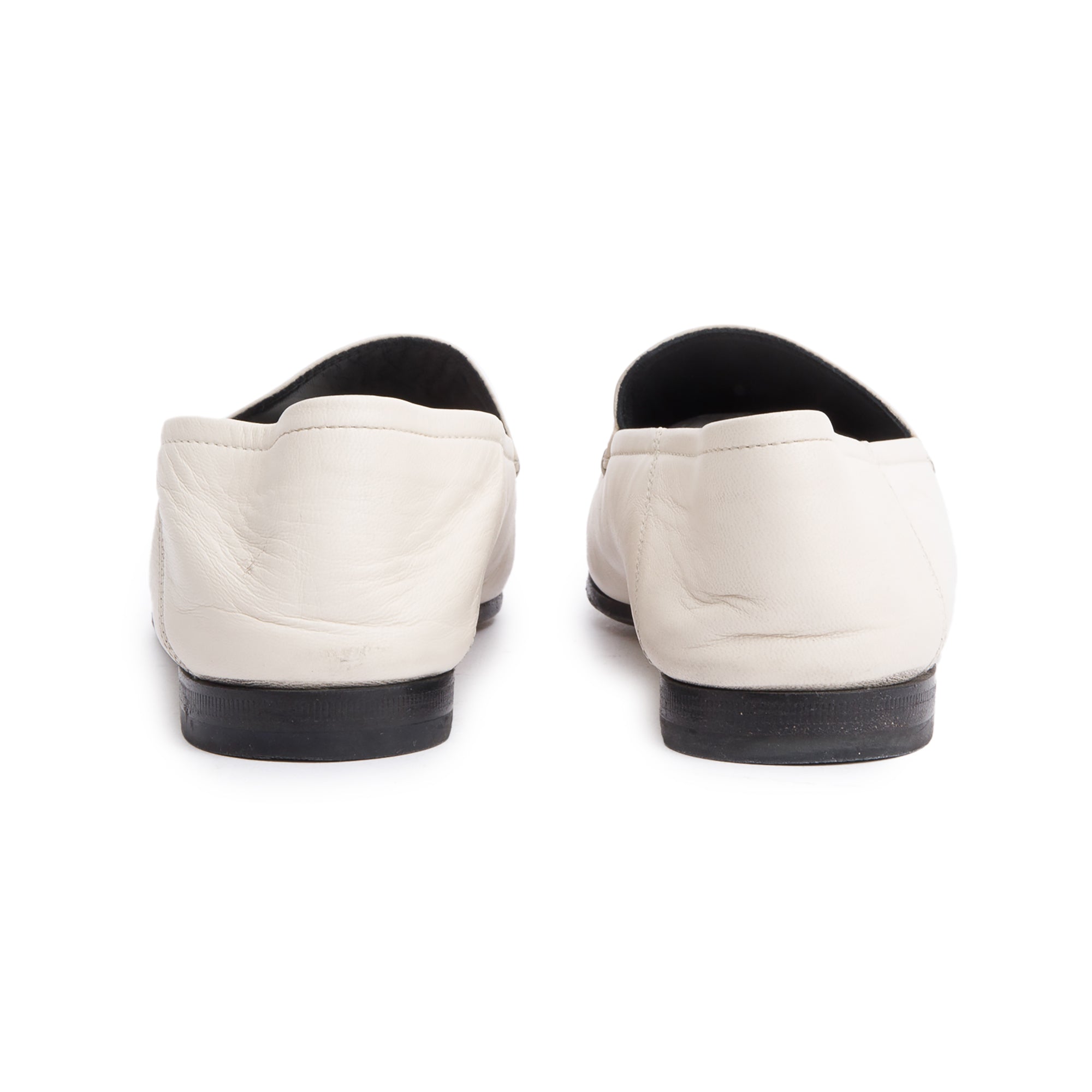 Gucci White Leather Brixston Loafers, Size 36.5