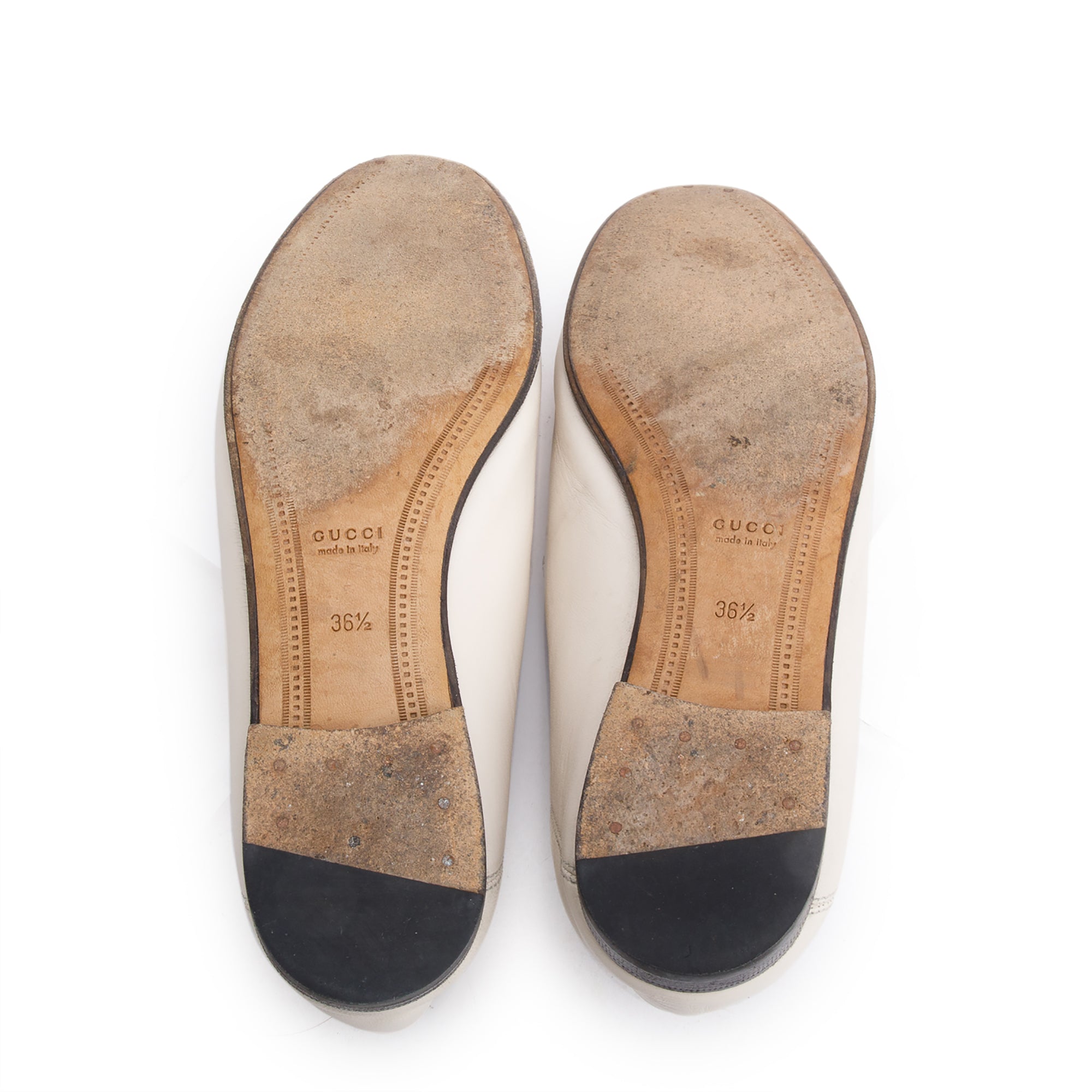 Gucci White Leather Brixston Loafers, Size 36.5