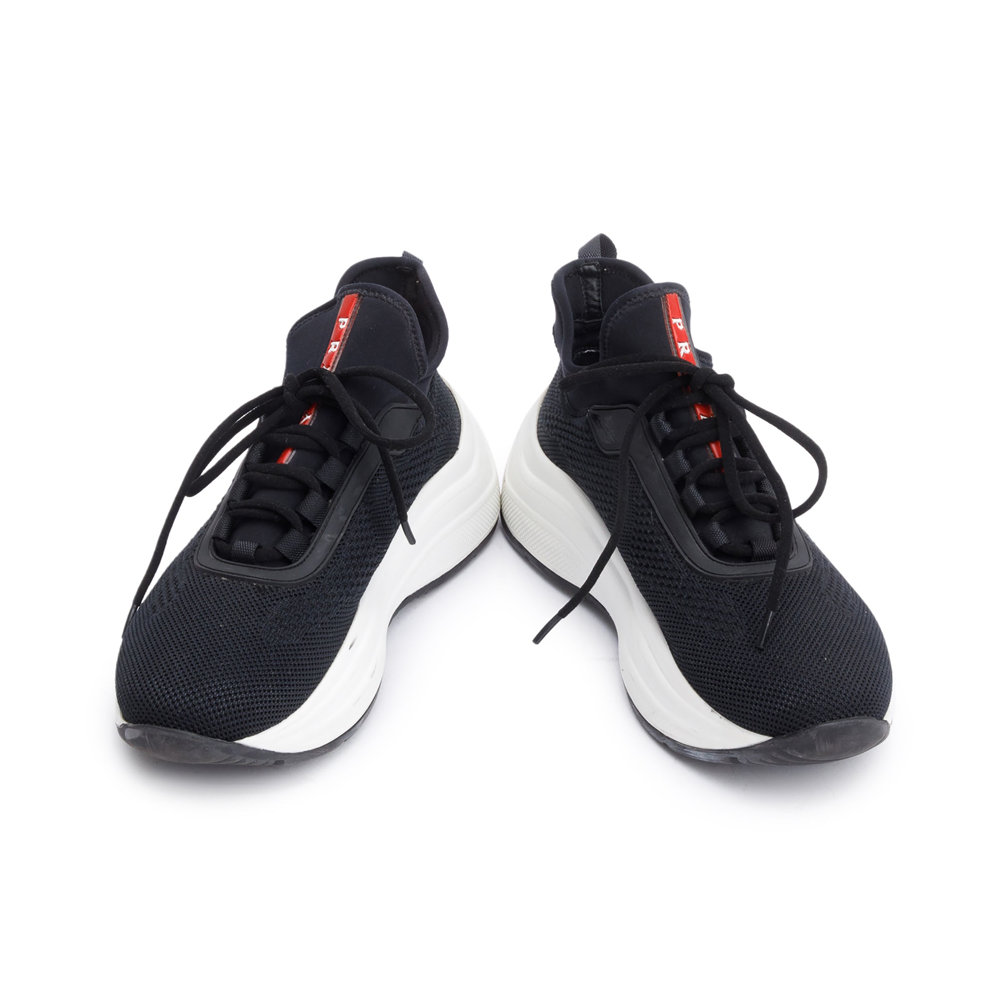 Prada Black Neoprene Nylon Sport Sneakers, Size 37