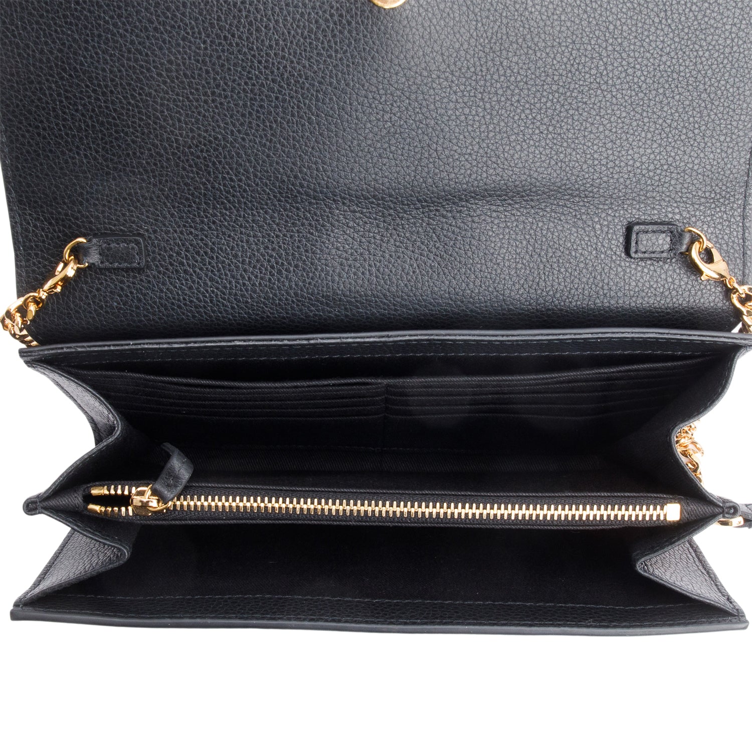 Versace Black Leather Virtus Flap Clutch Chain Bag