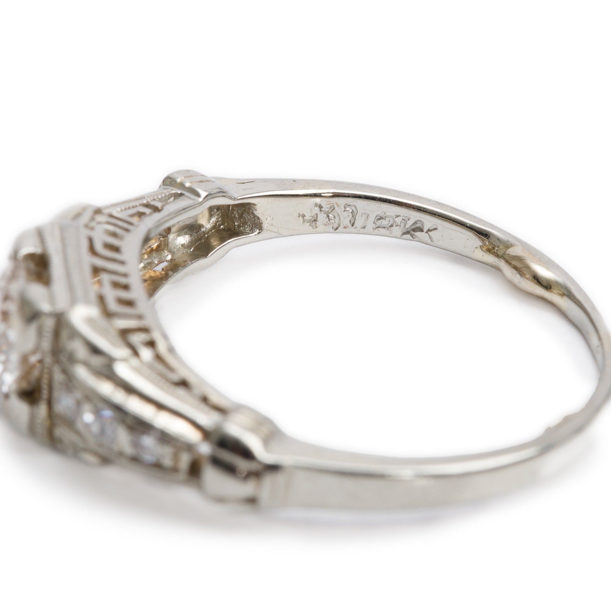 Antique 18k White Gold Diamond Ring, Size 5