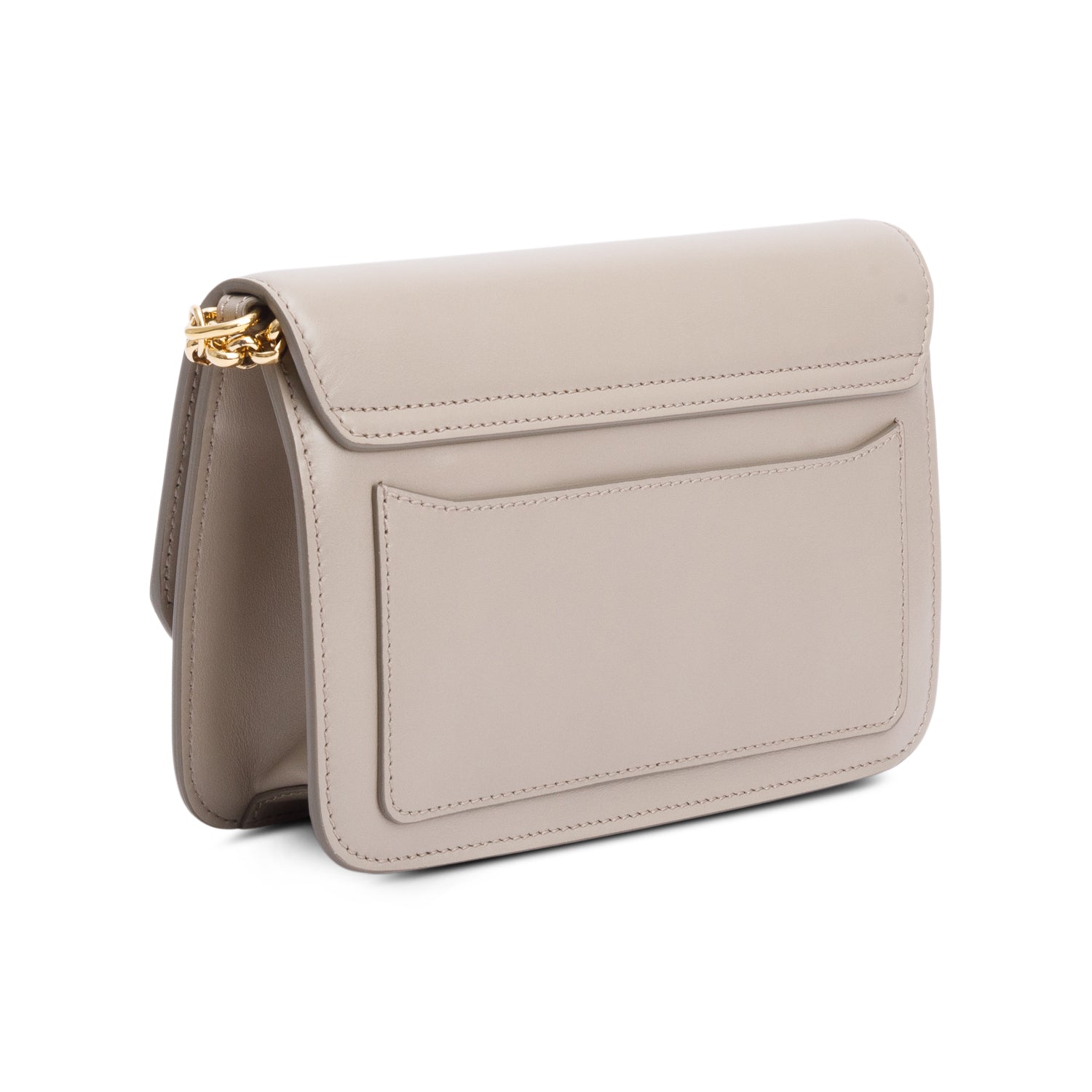 Chloe Taupe Calfskin Leather Suede "C" Clutch On Chain