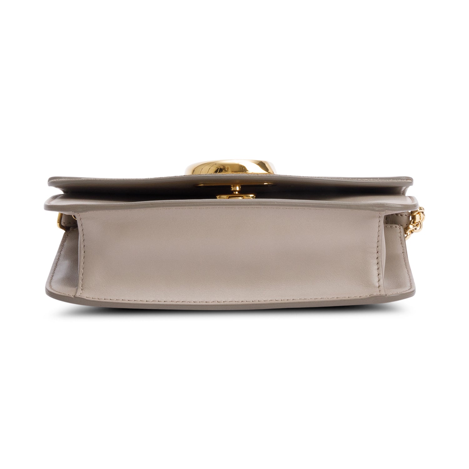Chloe Taupe Calfskin Leather Suede "C" Clutch On Chain