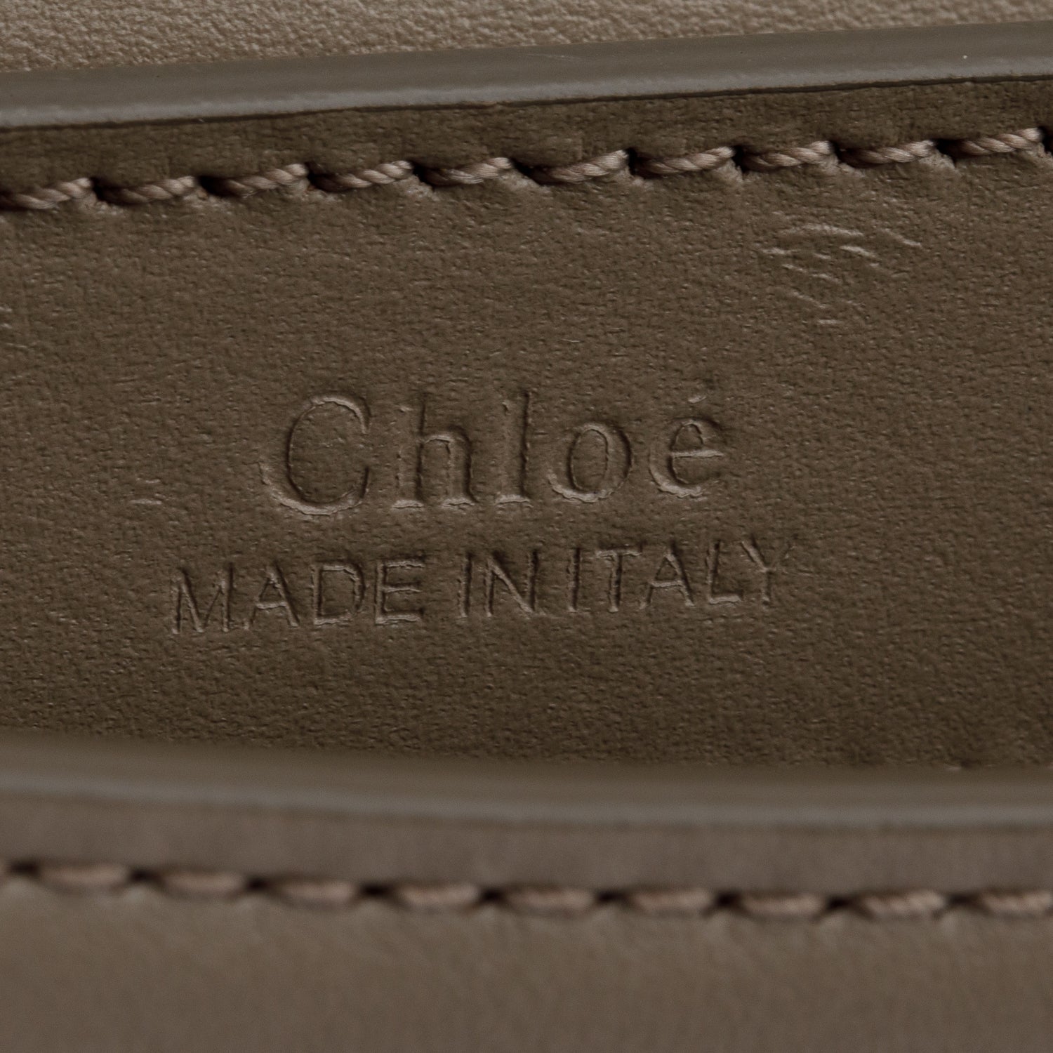 Chloe Taupe Calfskin Leather Suede "C" Clutch On Chain