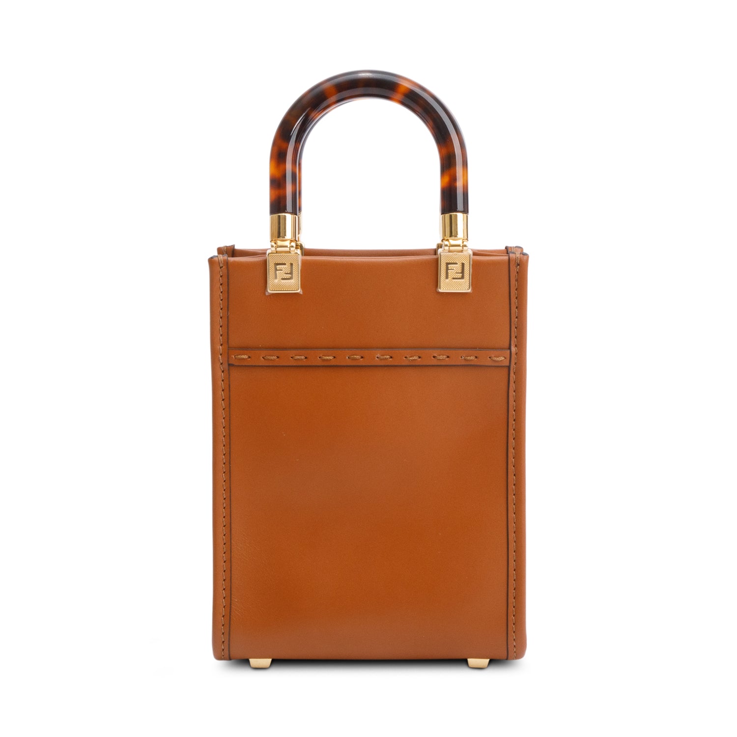 Fendi Brown Calfskin Leather Mini Sunshine Shopper Tote