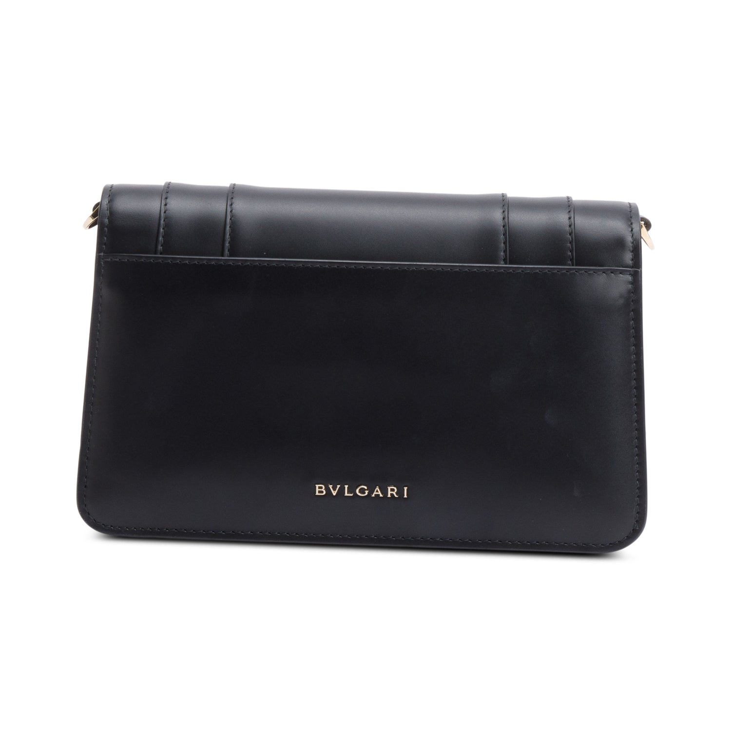 BVLGARI 2022 Black Calfskin Leather Serpenti Forever East-West Shoulder Bag w/ Strap, Receipt & Authenticity Card